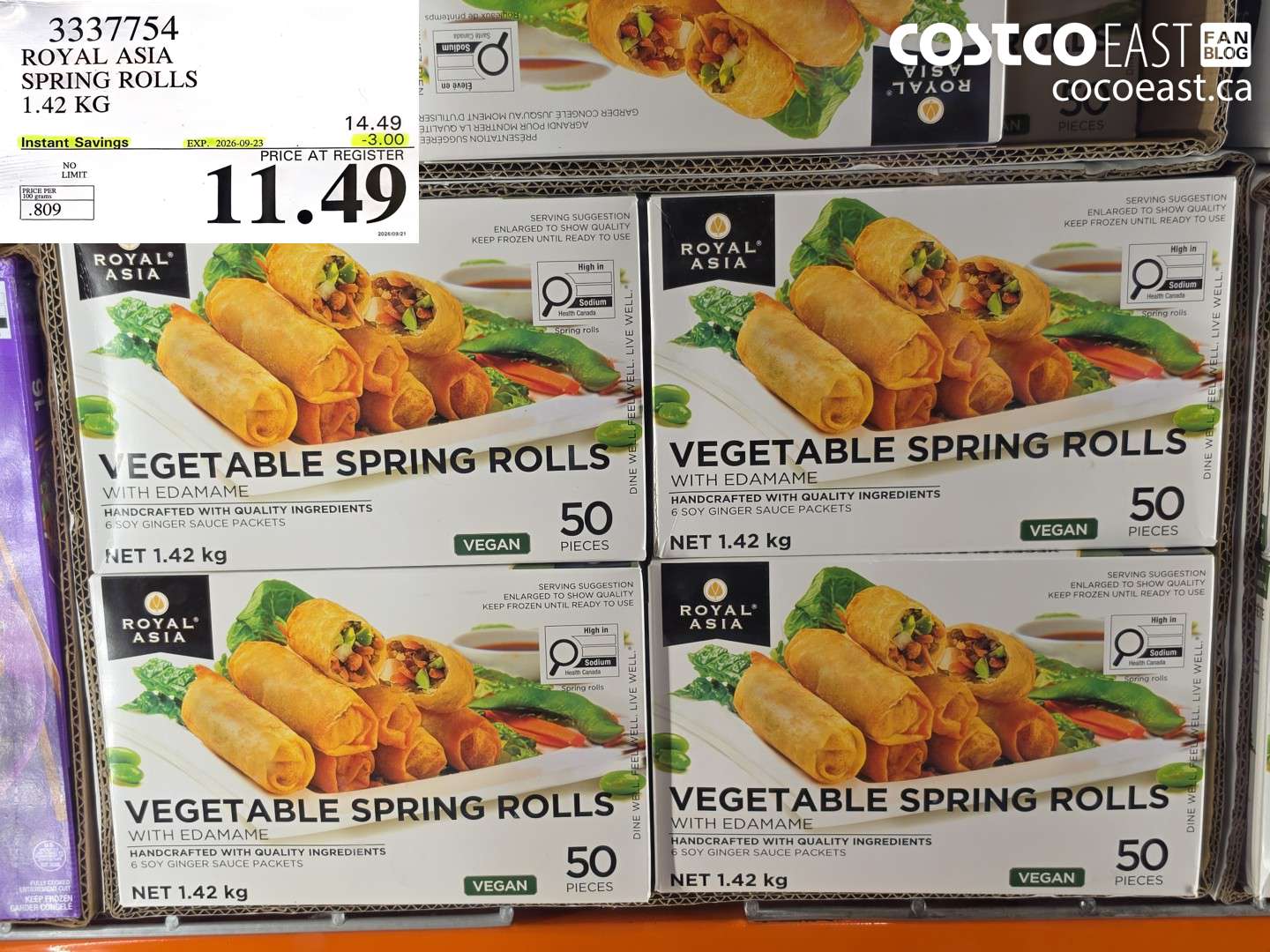 3337754 ROYAL ASIA SPRING ROLLS 1.42 KG ($3.00 INSTANT SAVINGS EXPIRES ON 2026-09-23) $11.49