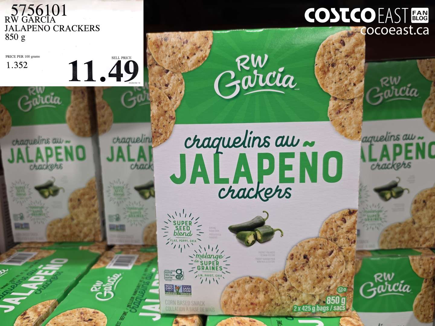 5756101 RW GARCIA JALAPENO CRACKERS 850 G $11.49