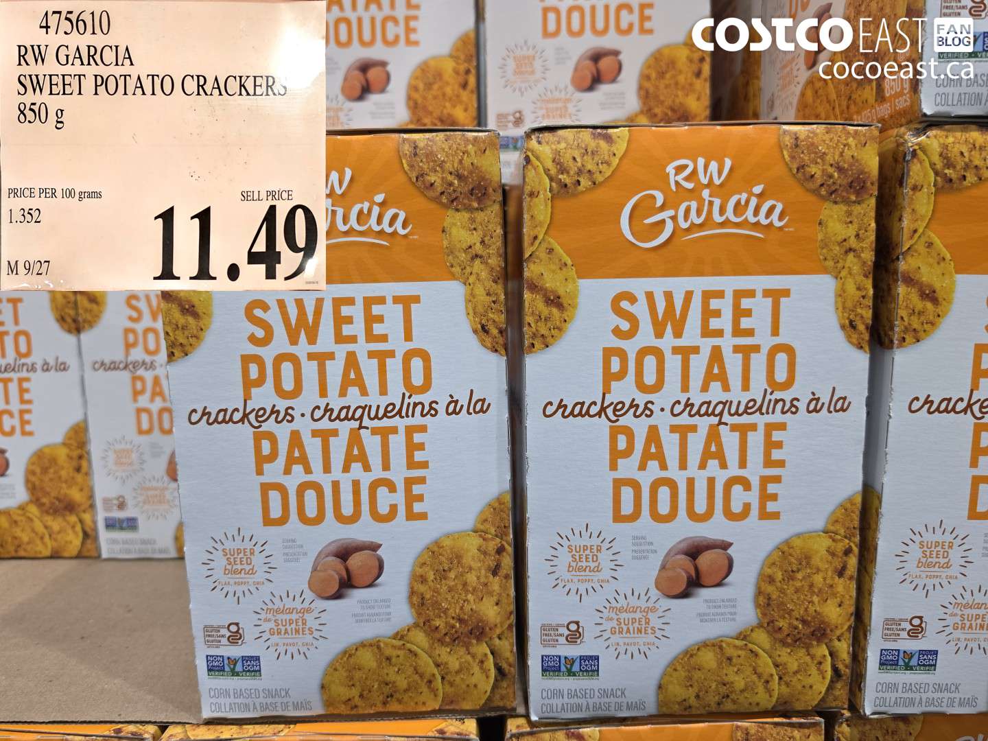 475610 RW GARCIA SWEET POTATO CRACKERS 850 G $11.49