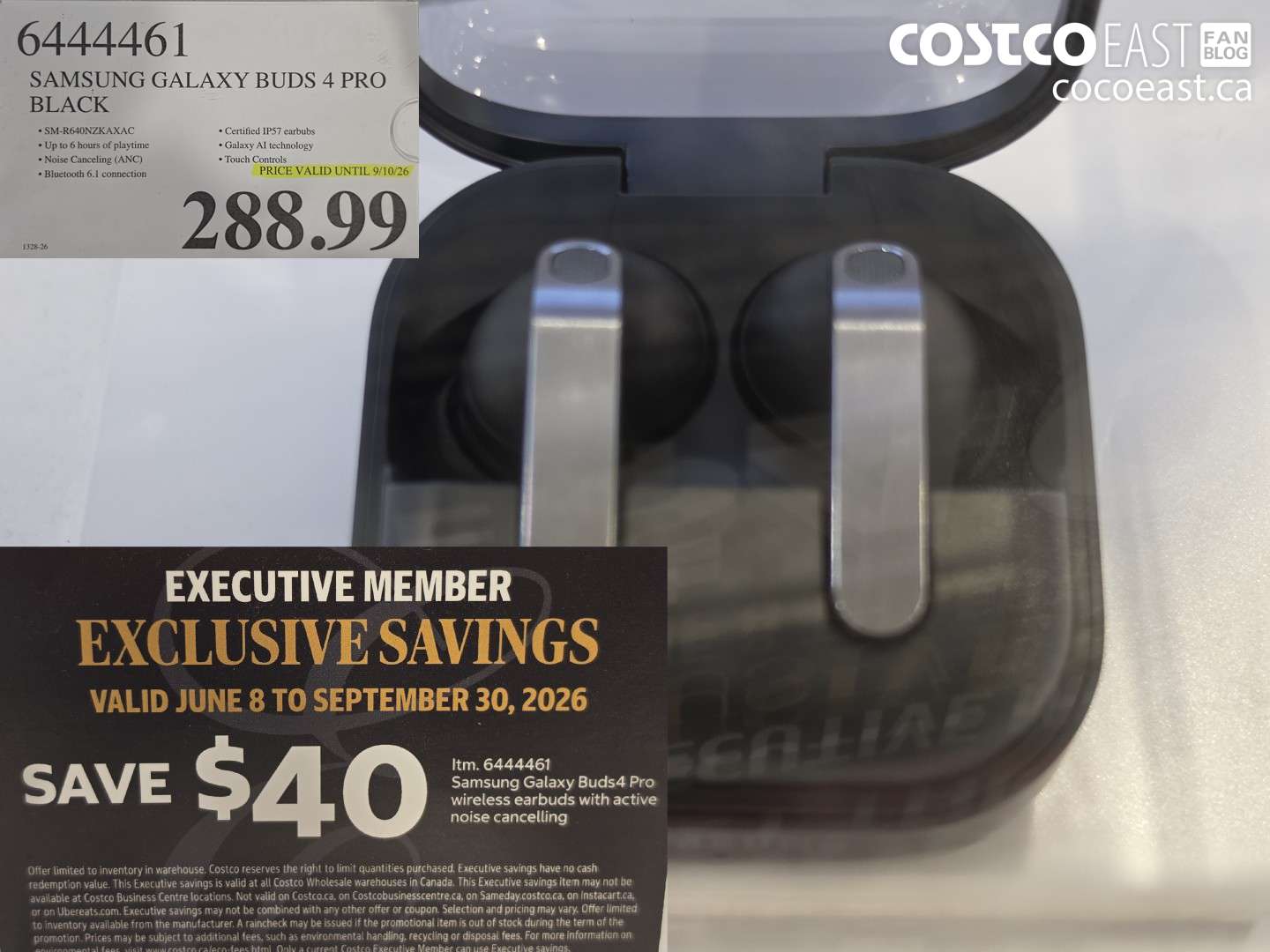 6444461 SAMSUNG GALAXY BUDS 4 PRO BLACK ($40.00 INSTANT SAVINGS EXPIRES ON 2026-09-30) $248.99