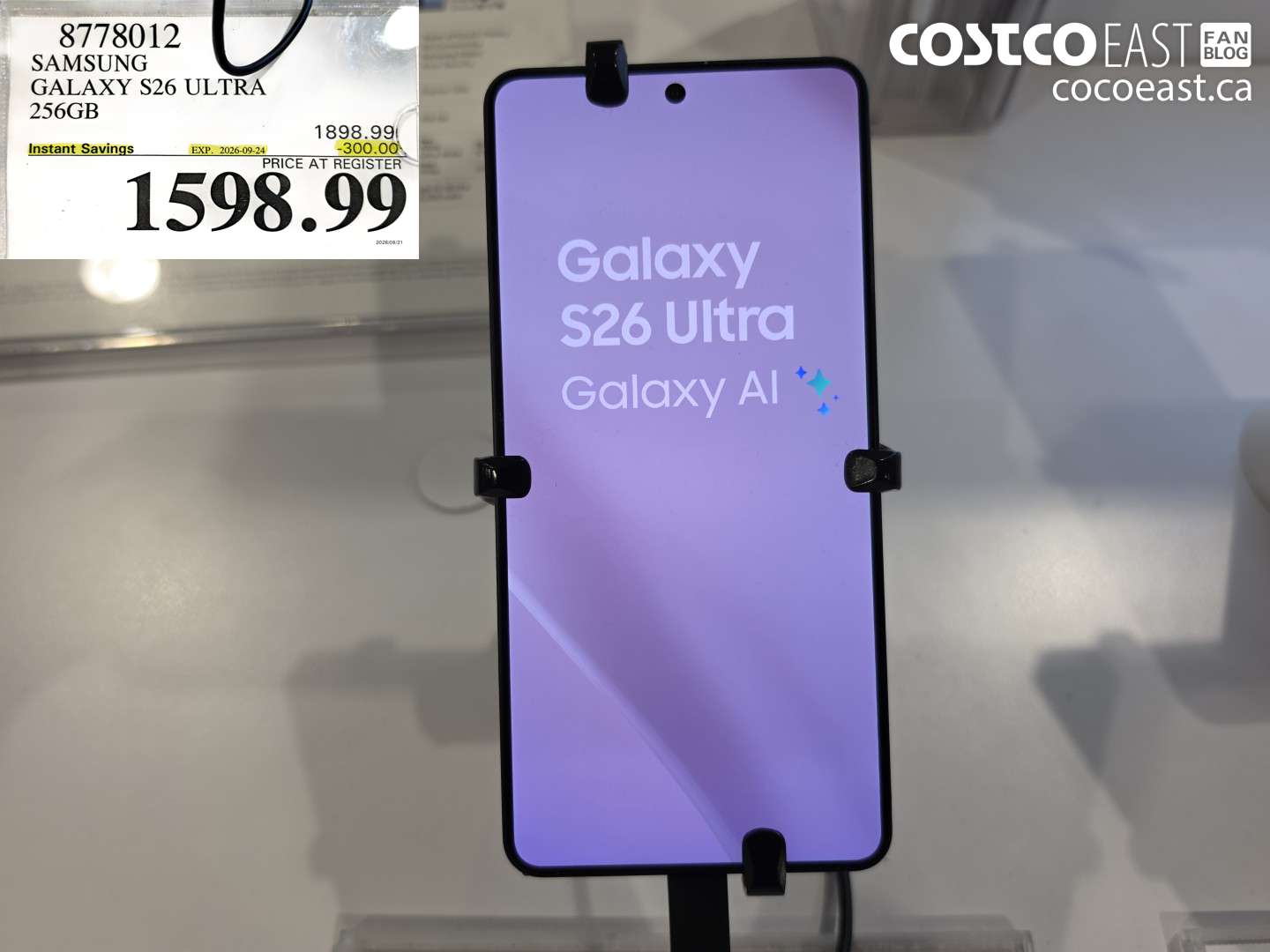 8778012 SAMSUNG GALAXY S26 ULTRA 256GB ($300.00 INSTANT SAVINGS EXPIRES ON 2026-09-24) $1598.99