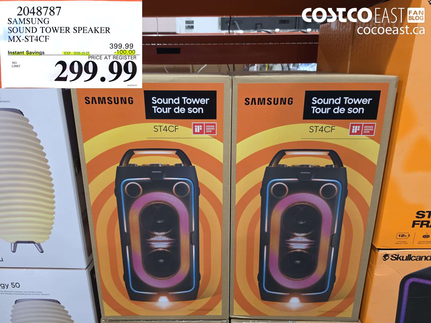 2048787 SAMSUNG SOUND TOWER SPEAKER MX-ST4CF ($100.00 INSTANT SAVINGS EXPIRES ON 2026-10-25) $299.99