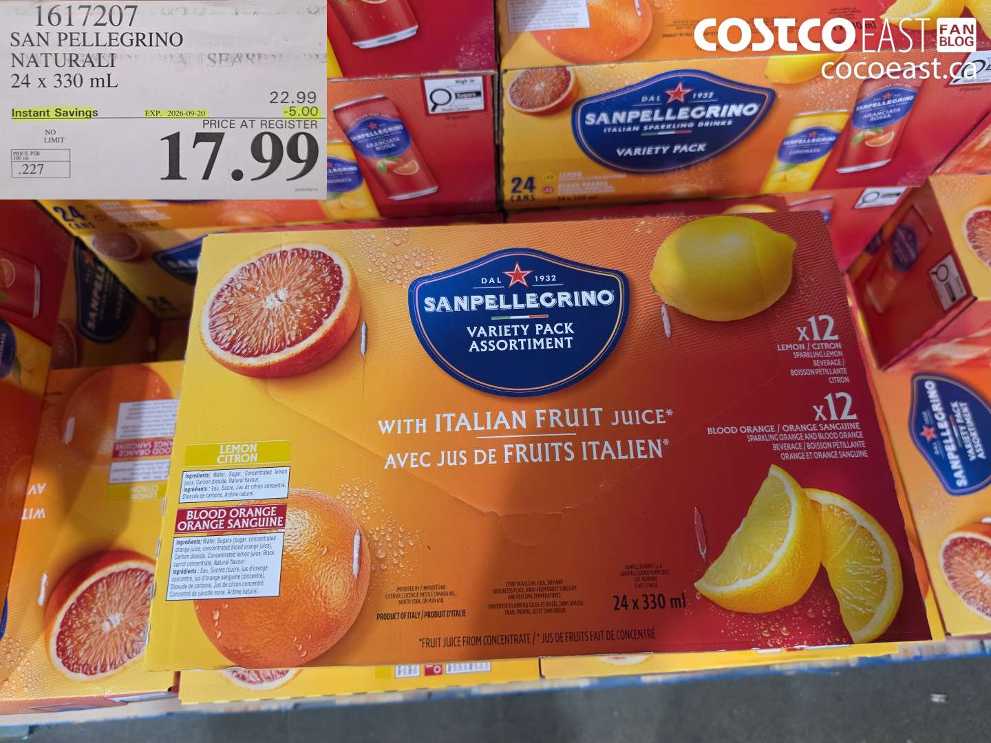 1617207 SAN PELLEGRINO NATURALI 24 X 330 ML ($5.00 INSTANT SAVINGS EXPIRES ON 2026-09-20) $17.99