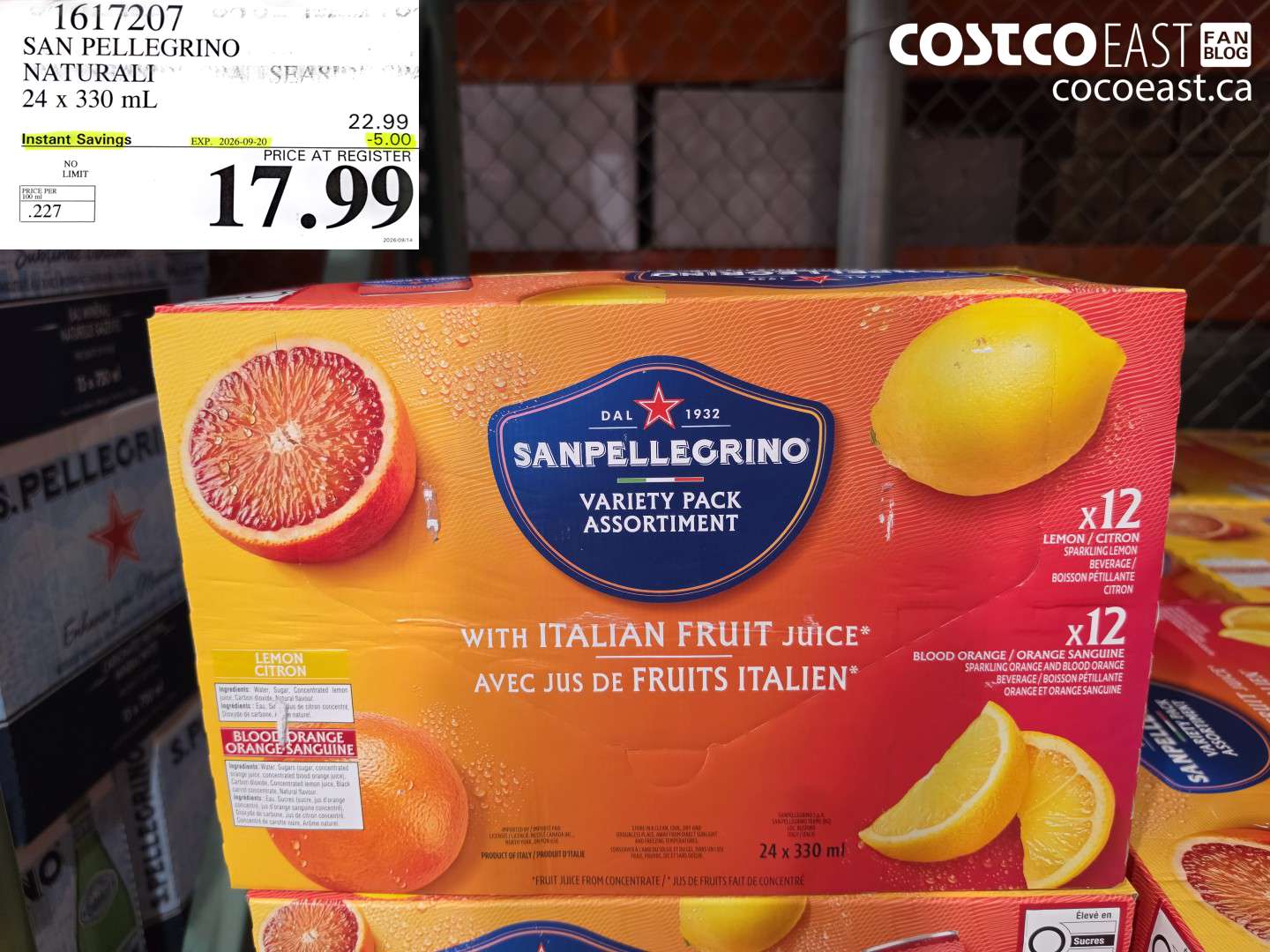 1617207 SAN PELLEGRINO NATURALI 24 X 330 ML ($5.00 INSTANT SAVINGS EXPIRES ON 2026-09-20) $17.99