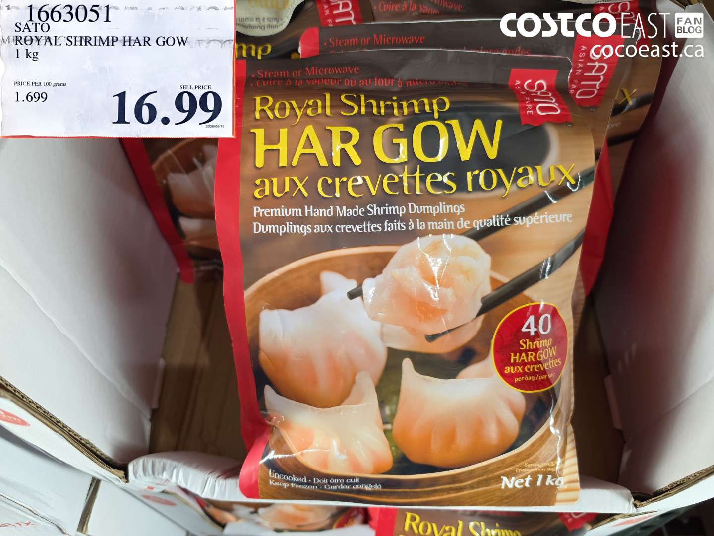 1663051 SATO ROYAL SHRIMP HAR GOW 1 KG $16.99