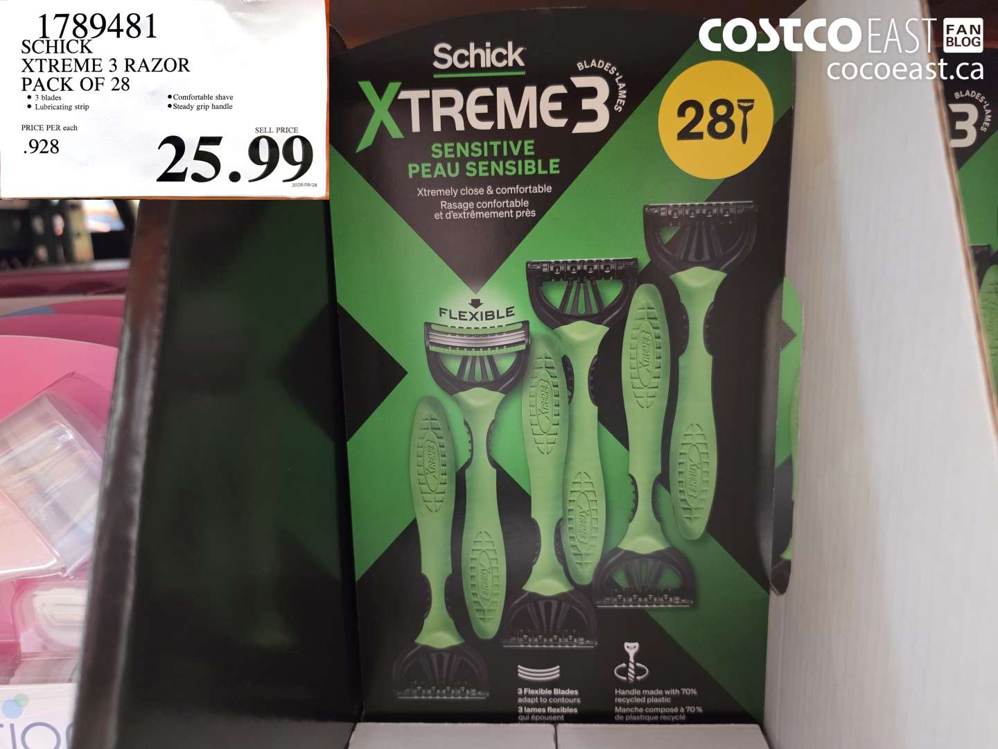 1789481 SCHICK XTREME 3 RAZOR PACK OF 28 $25.99