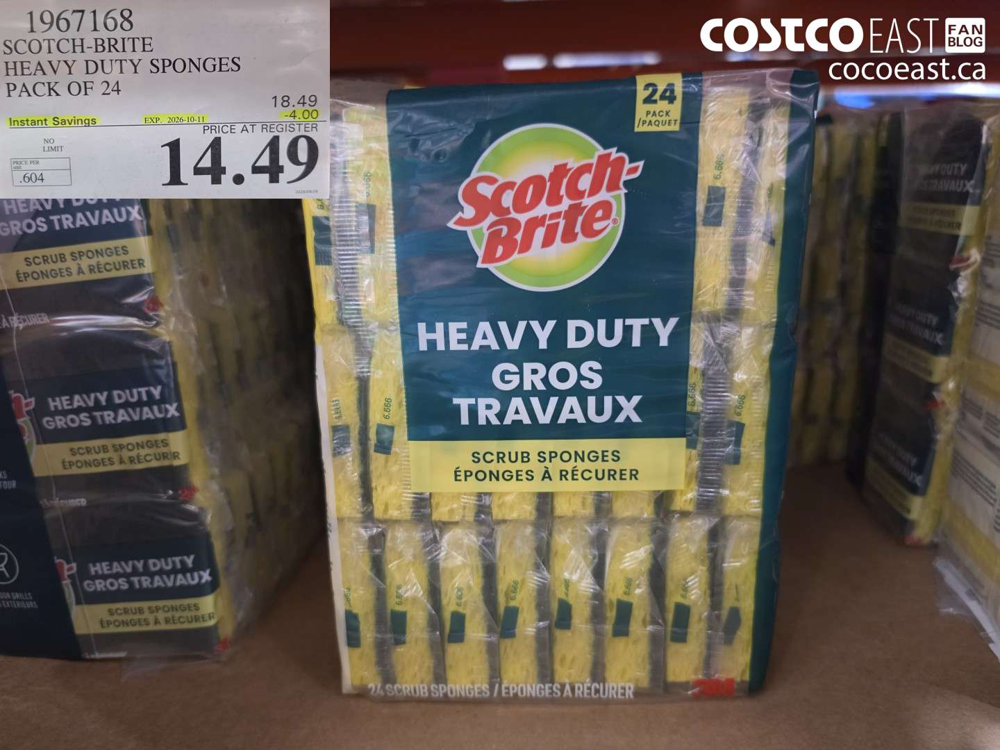 1967168 SCOTCH-BRITE HEAVY DUTY SPONGES PACK OF 24 ($4.00 INSTANT SAVINGS EXPIRES ON 2026-10-11) $14.49