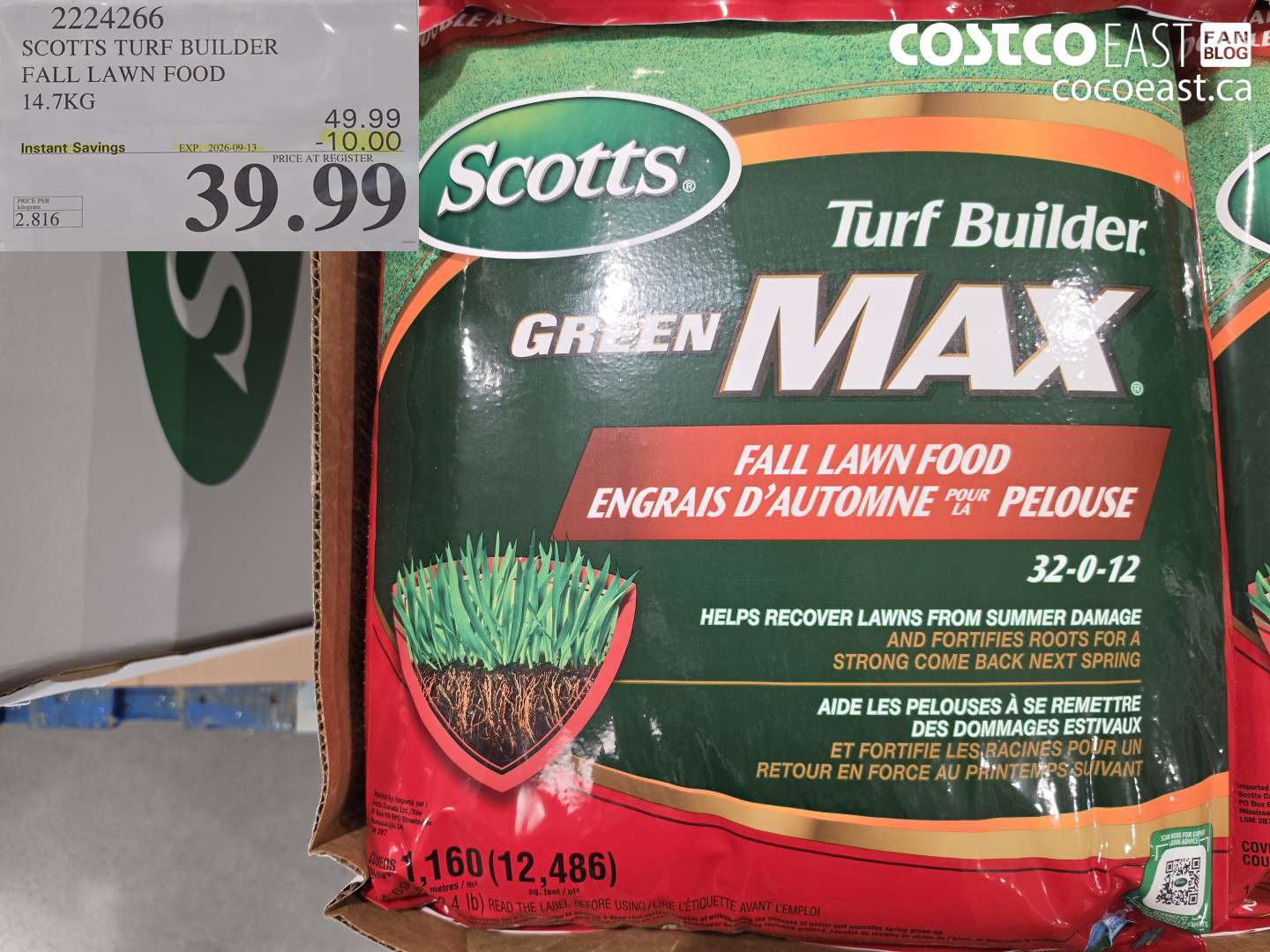 2224266 SCOTTS TURF BUILDER FALL LAWN FOOD 14.7KG ($10.00 INSTANT SAVINGS EXPIRES ON 2026-09-13) $39.99