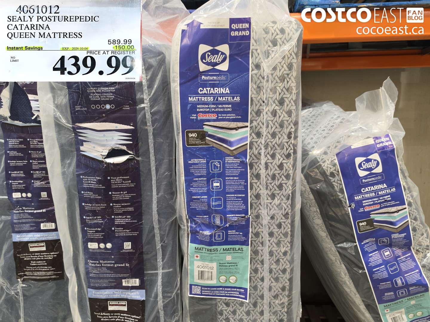 4061012 SEALY POSTUREPEDIC CATARINA QUEEN MATTRESS ($150.00 INSTANT SAVINGS EXPIRES ON 2026-10-04) $439.99