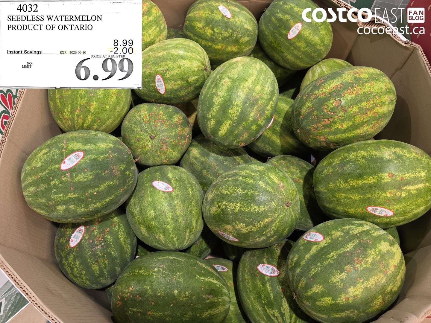 4032 SEEDLESS WATERMELON PRODUCT OF ONTARIO ($2.00 INSTANT SAVINGS EXPIRES ON 2026-09-10) $6.99