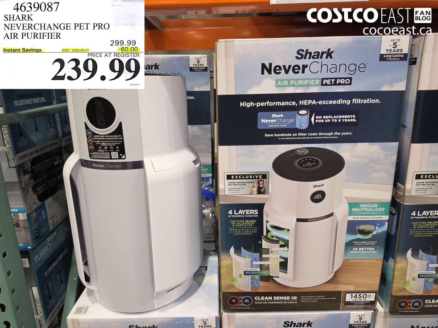4639087 SHARK NEVERCHANGE PET PRO AIR PURIFIER ($60.00 INSTANT SAVINGS EXPIRES ON 2026-09-27) $239.99