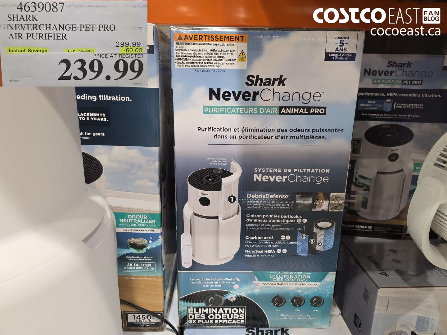 4639087 SHARK NEVERCHANGE PET PRO AIR PURIFIER ($60.00 INSTANT SAVINGS EXPIRES ON 2026-09-27) $239.99