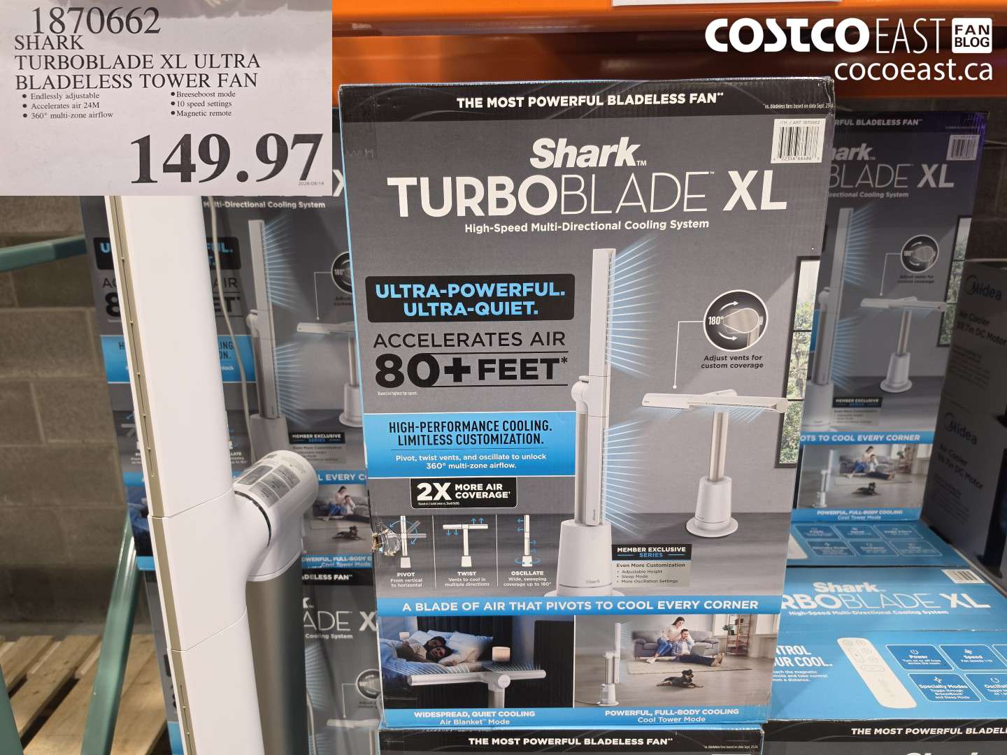 1870662 SHARK TURBOBLADE XL ULTRA BLADELESS TOWER FAN $149.97