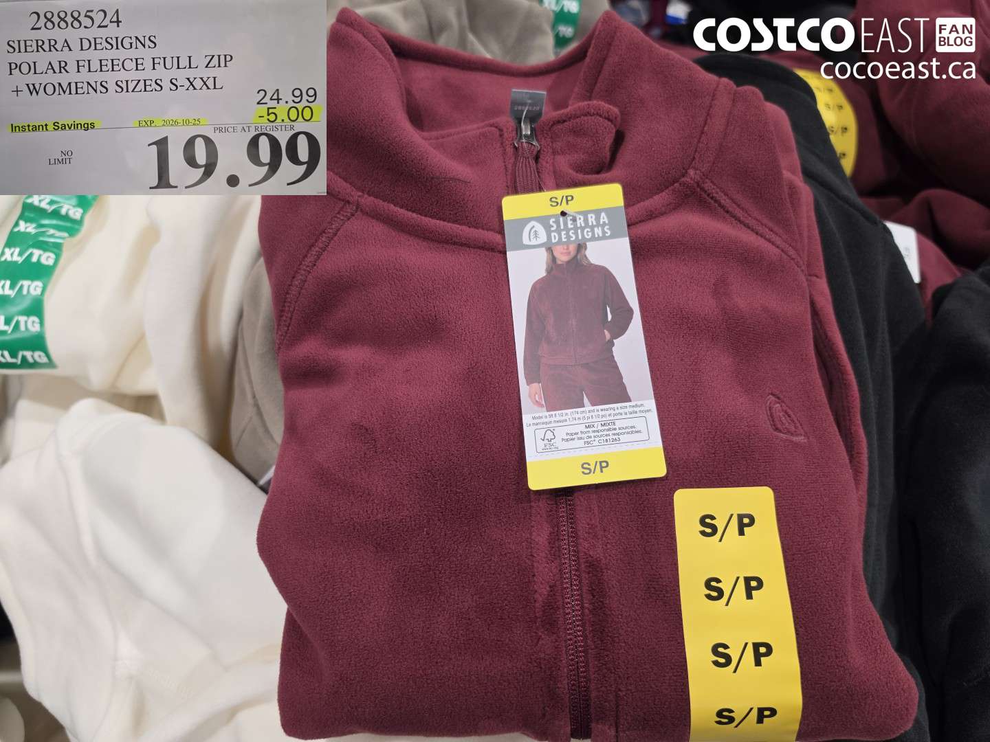 2888524 SIERRA DESIGNS POLAR FLEECE FULL ZIP WOMENS SIZES S-XXL ($5.00 INSTANT SAVINGS EXPIRES ON 2026-10-25) $19.99