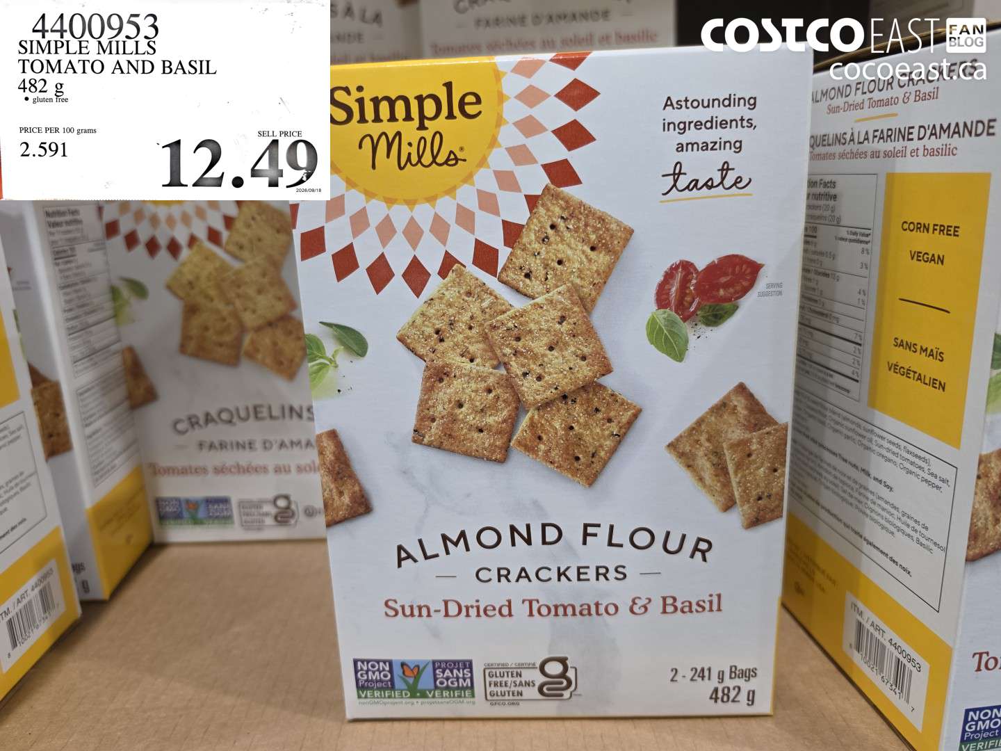 4400953 SIMPLE MILLS TOMATO AND BASIL 482 G $12.49