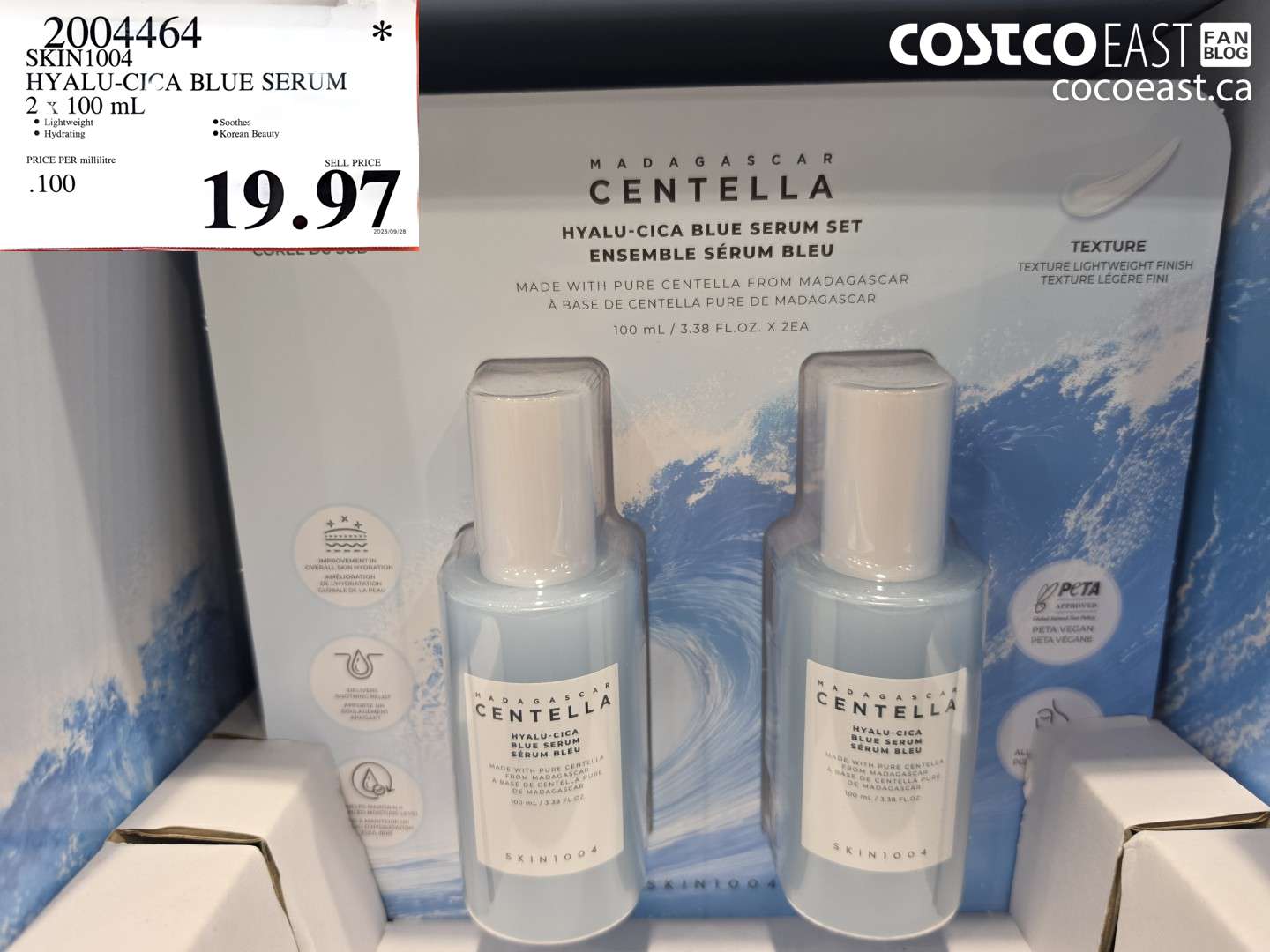 2004464 SKIN1004 HYALU-CICA BLUE SERUM 2 X 100 ML $19.97
