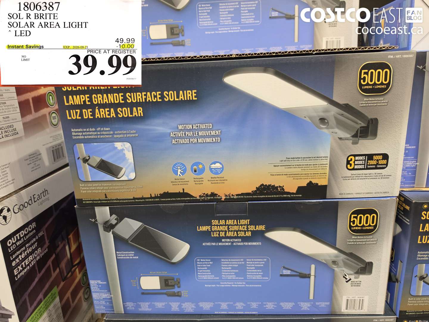 1806387 SOL R BRITE SOLAR AREA LIGHT LED ($10.00 INSTANT SAVINGS EXPIRES ON 2026-09-21) $39.99