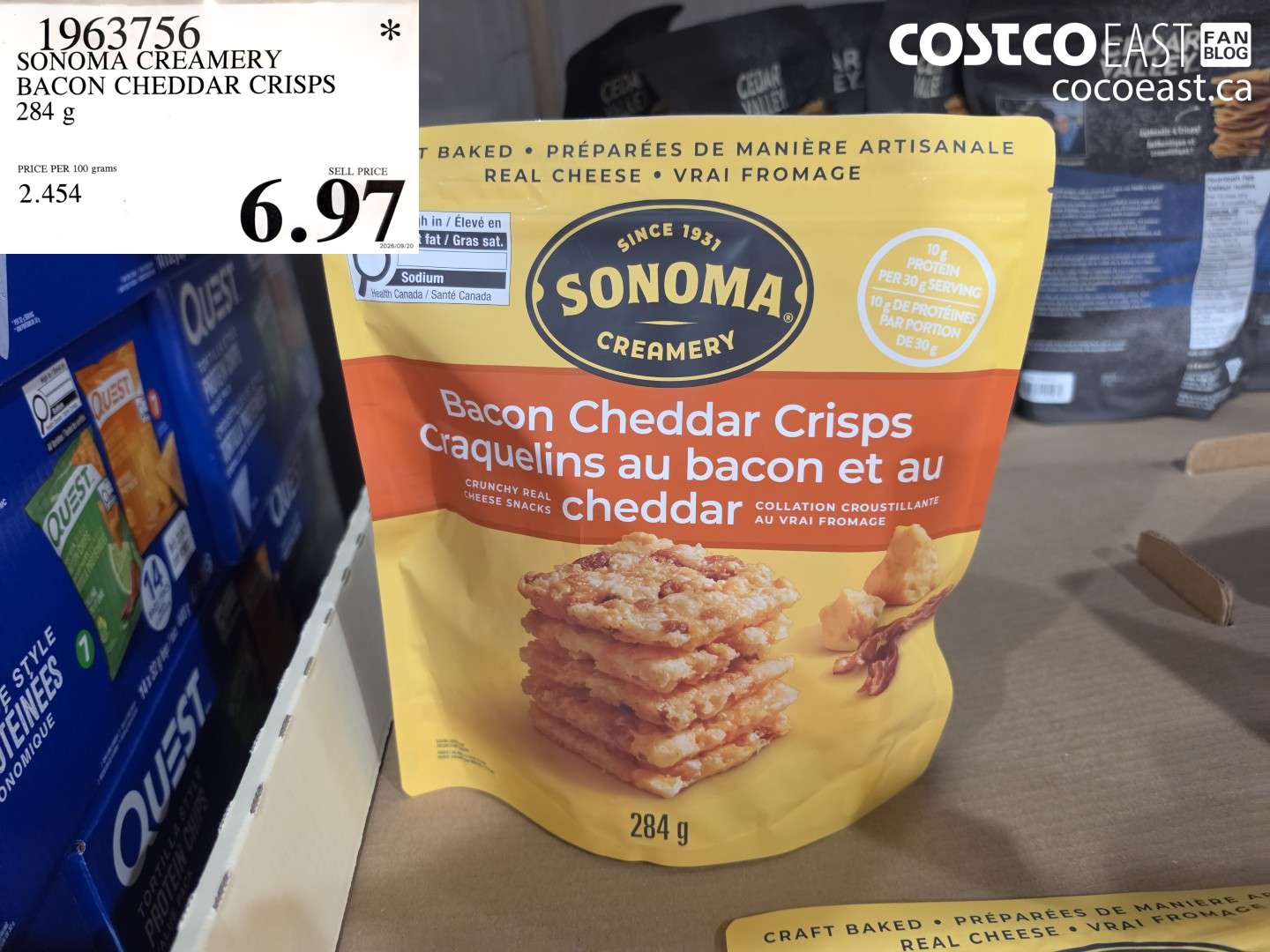 1963756 SONOMA CREAMERY BACON CHEDDAR CRISPS 284 G $6.97