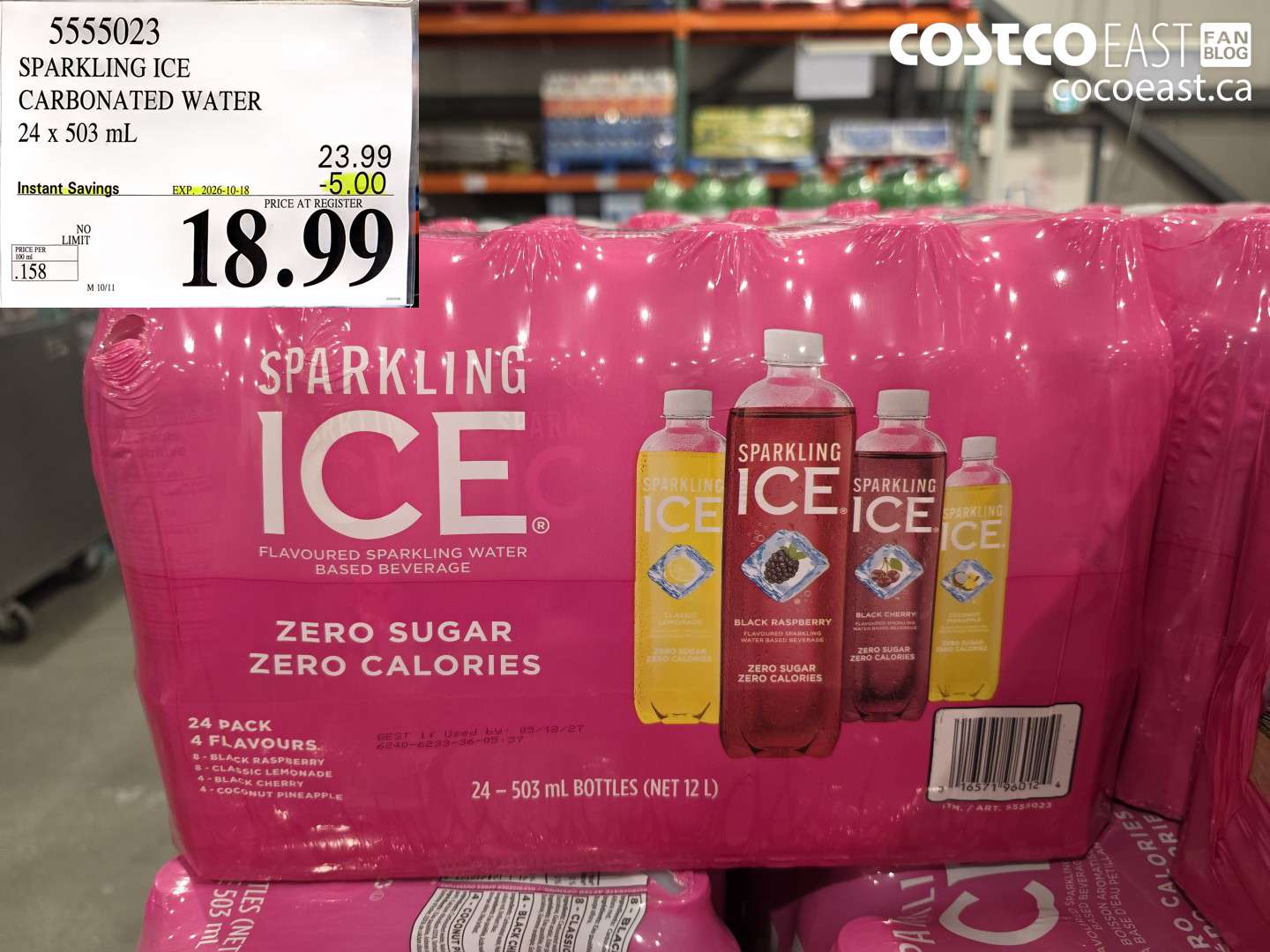 5555023 SPARKLING ICE CARBONATED WATER 24 X 503 ML ($5.00 INSTANT SAVINGS EXPIRES ON 2026-10-18) $18.99