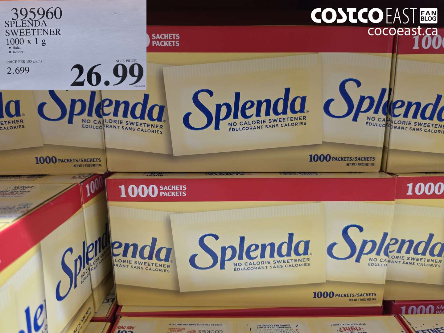 395960 SPLENDA SWEETENER 1000 X 1 G $26.99