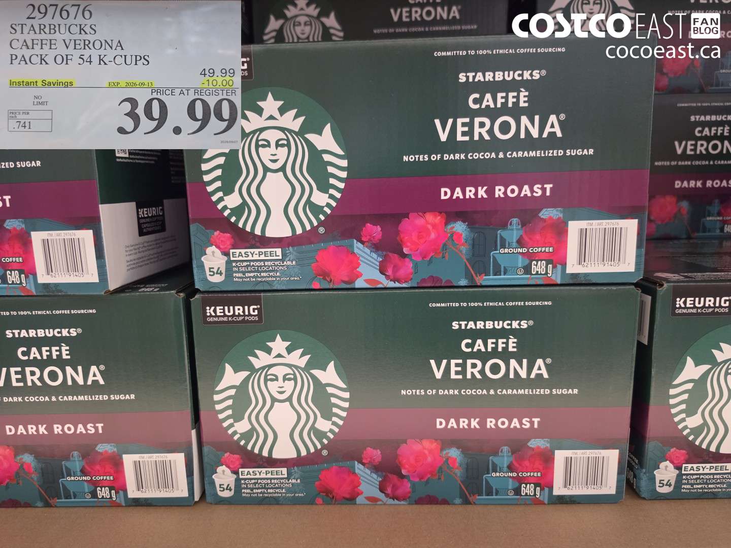 297676 STARBUCKS CAFFE VERONA PACK OF 54 K-CUPS ($10.00 INSTANT SAVINGS EXPIRES ON 2026-09-13) $39.99