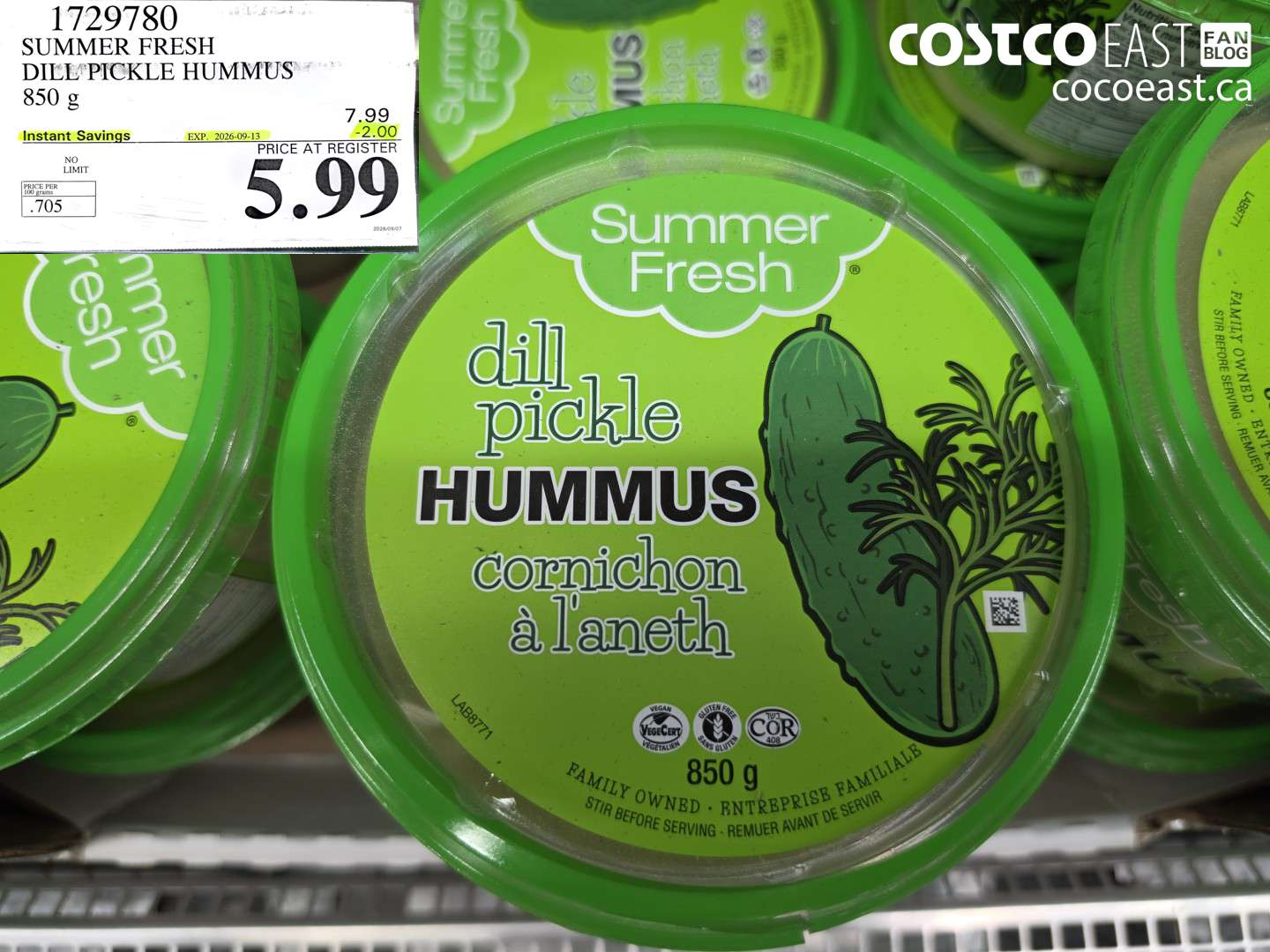 1729780 SUMMER FRESH DILL PICKLE HUMMUS 850 G ($2.00 INSTANT SAVINGS EXPIRES ON 2026-09-13) $5.99