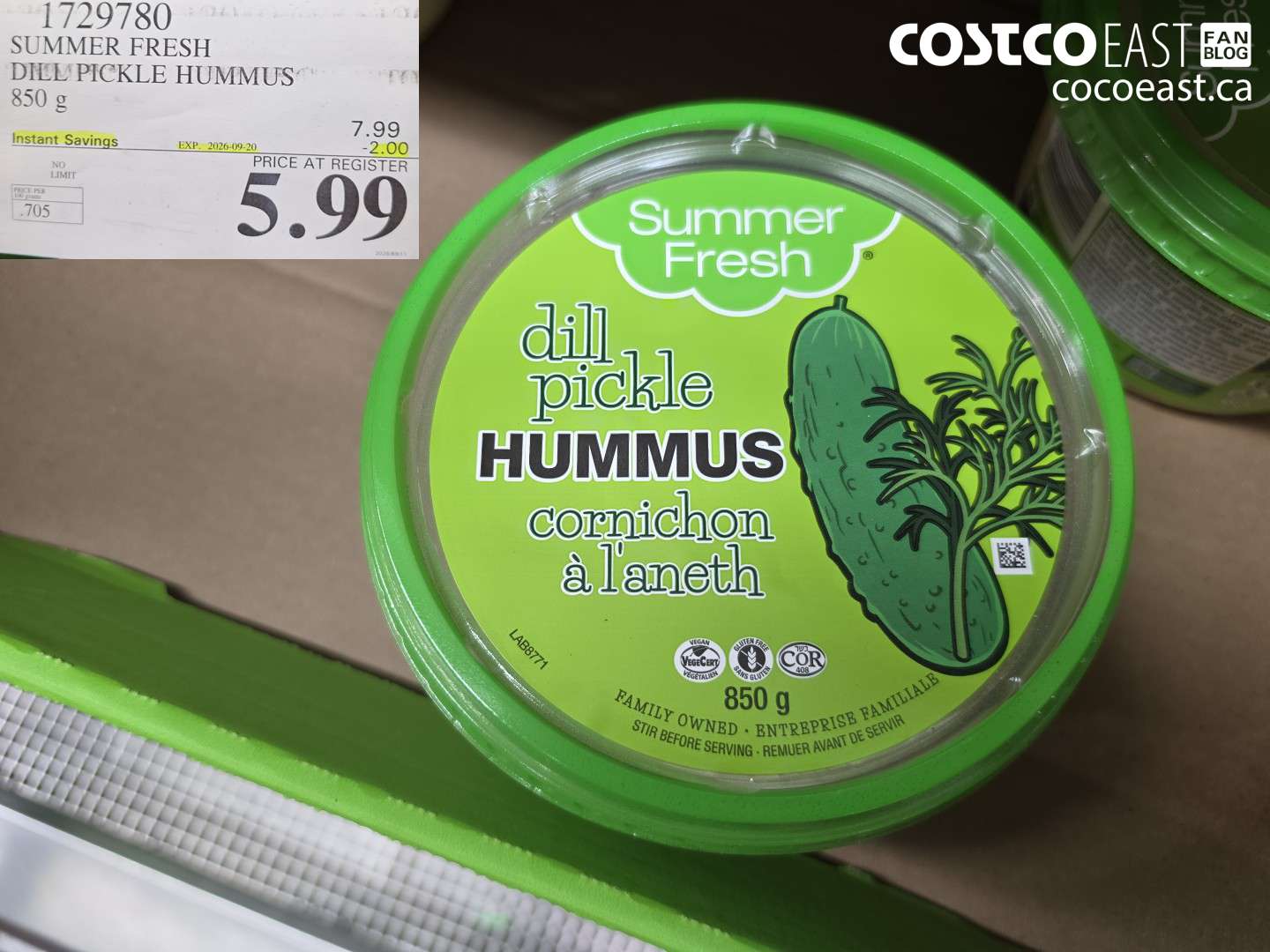1729780 SUMMER FRESH DILL PICKLE HUMMUS 850 G ($2.00 INSTANT SAVINGS EXPIRES ON 2026-09-20) $5.99