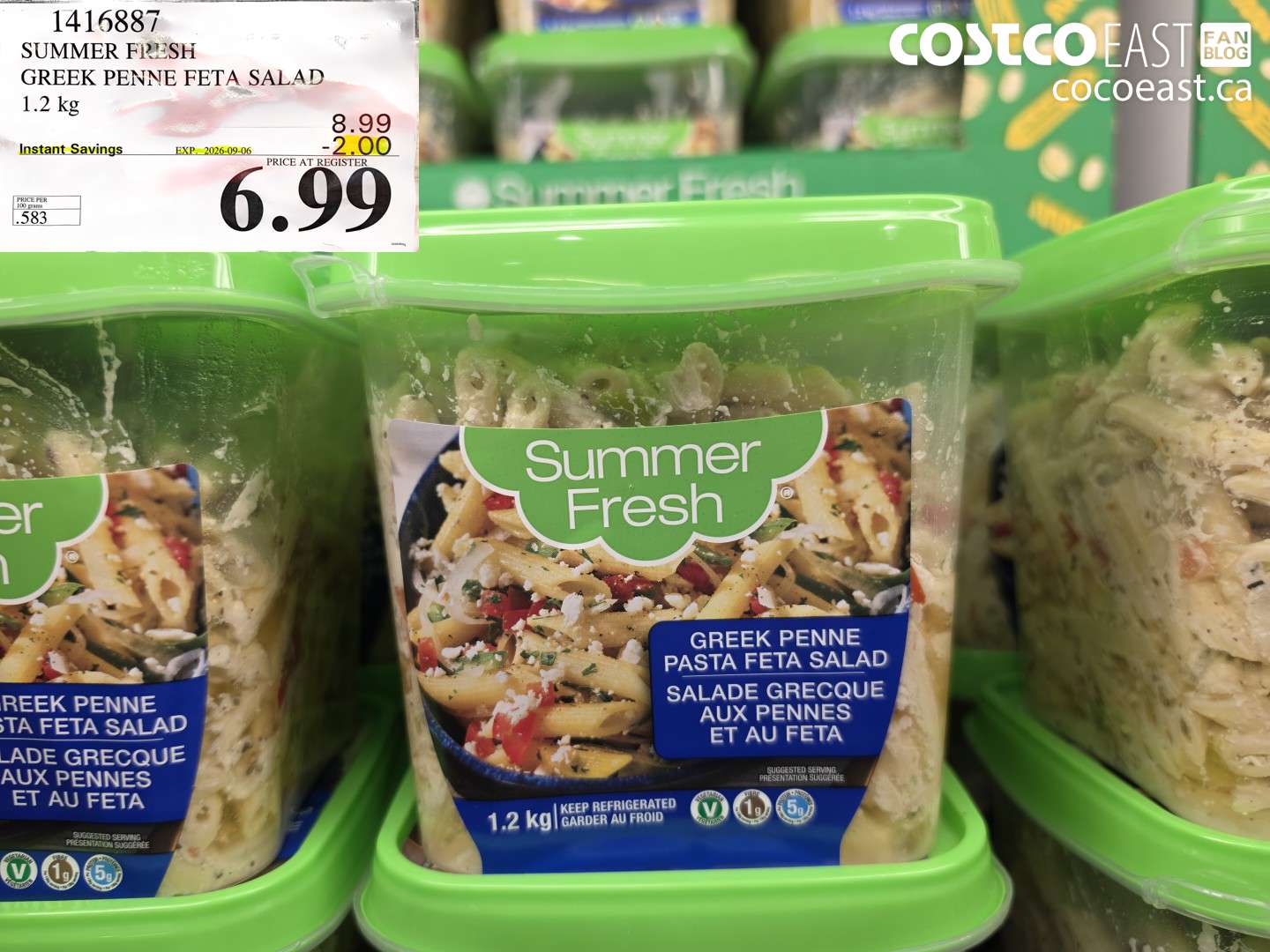1416887 SUMMER FRESH GREEK PENNE FETA SALAD 1.2 KG ($2.00 INSTANT SAVINGS EXPIRES ON 2026-09-06) $6.99