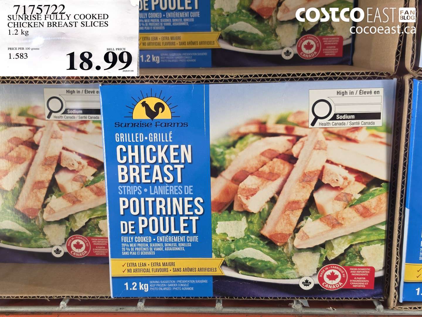 7175722 SUNRISE FULLY COOKED CHICKEN BREAST SLICES 1.2 KG $18.99