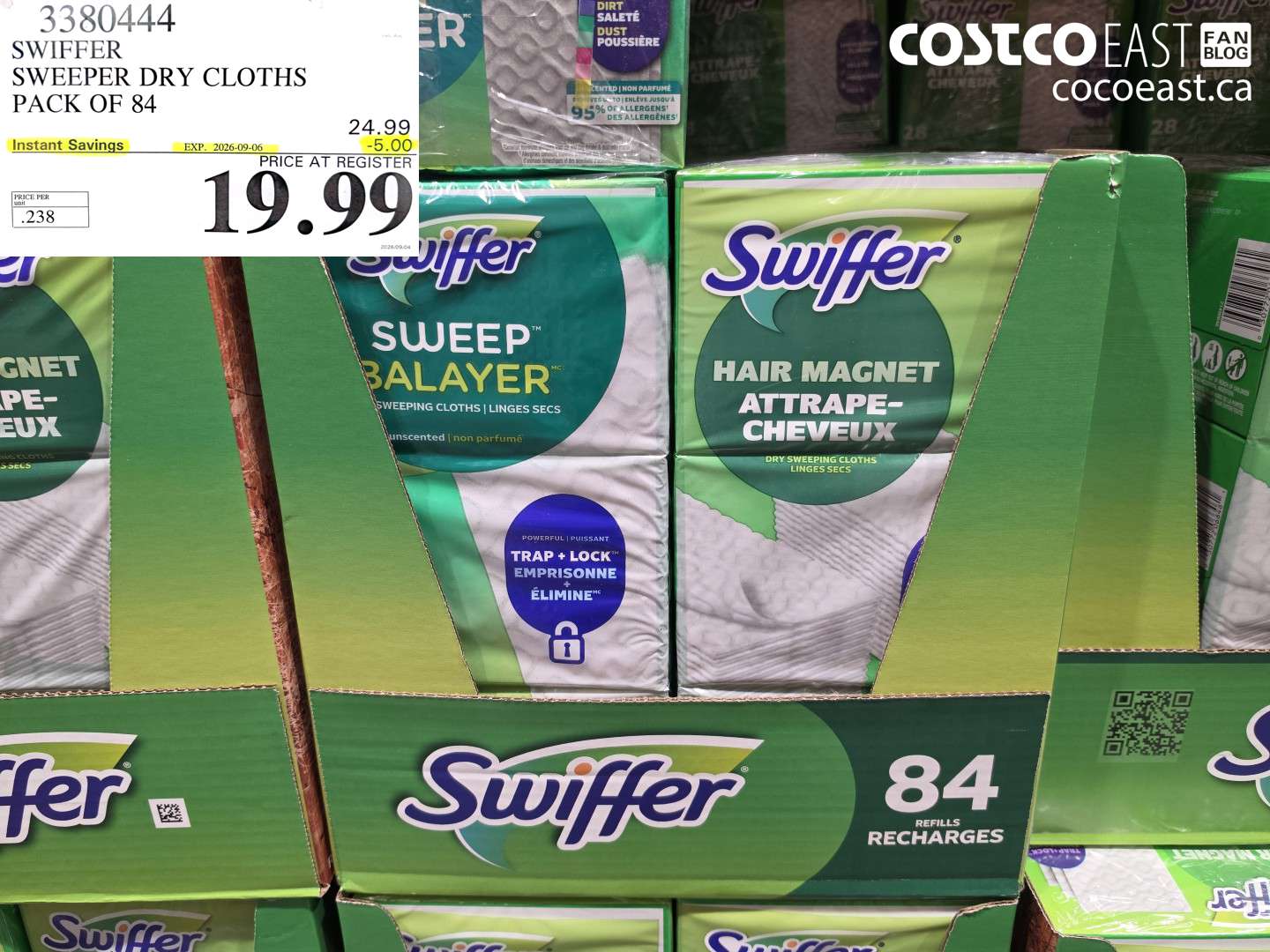 3380444 SWIFFER SWEEPER DRY CLOTHS PACK OF 84 ($5.00 INSTANT SAVINGS EXPIRES ON 2026-09-06) $19.99