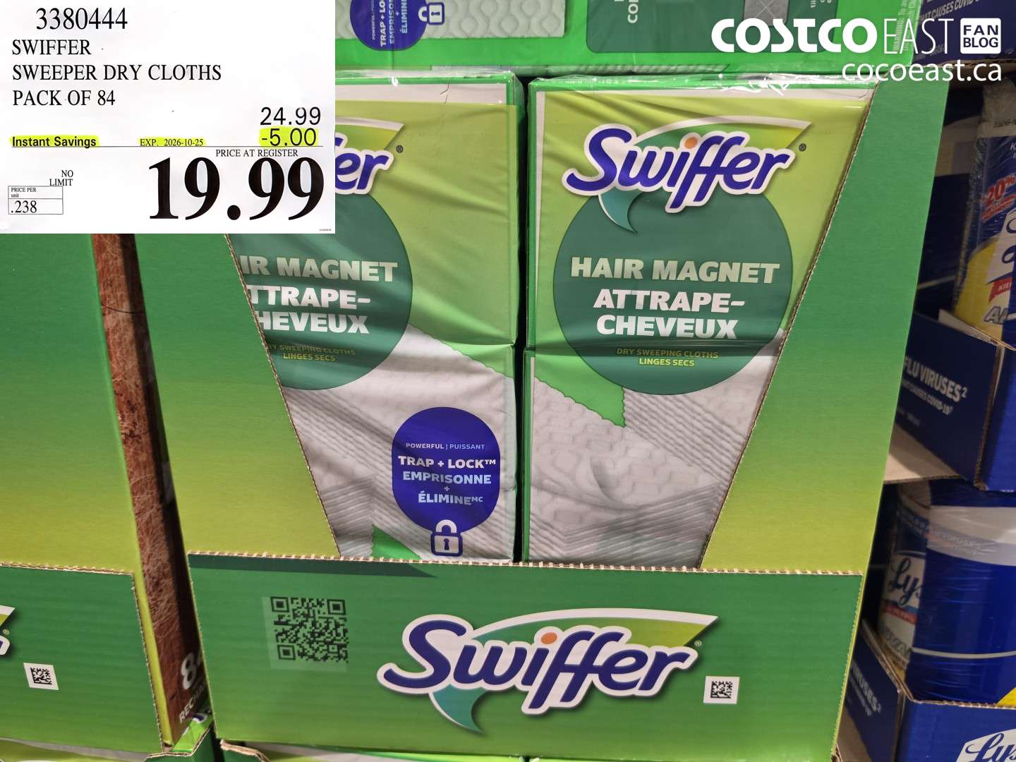 3380444 SWIFFER SWEEPER DRY CLOTHS PACK OF 84 ($5.00 INSTANT SAVINGS EXPIRES ON 2026-10-25) $19.99