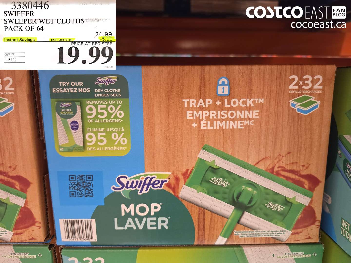 3380446 SWIFFER SWEEPER WET CLOTHS PACK OF 64 ($5.00 INSTANT SAVINGS EXPIRES ON 2026-09-06) $19.99