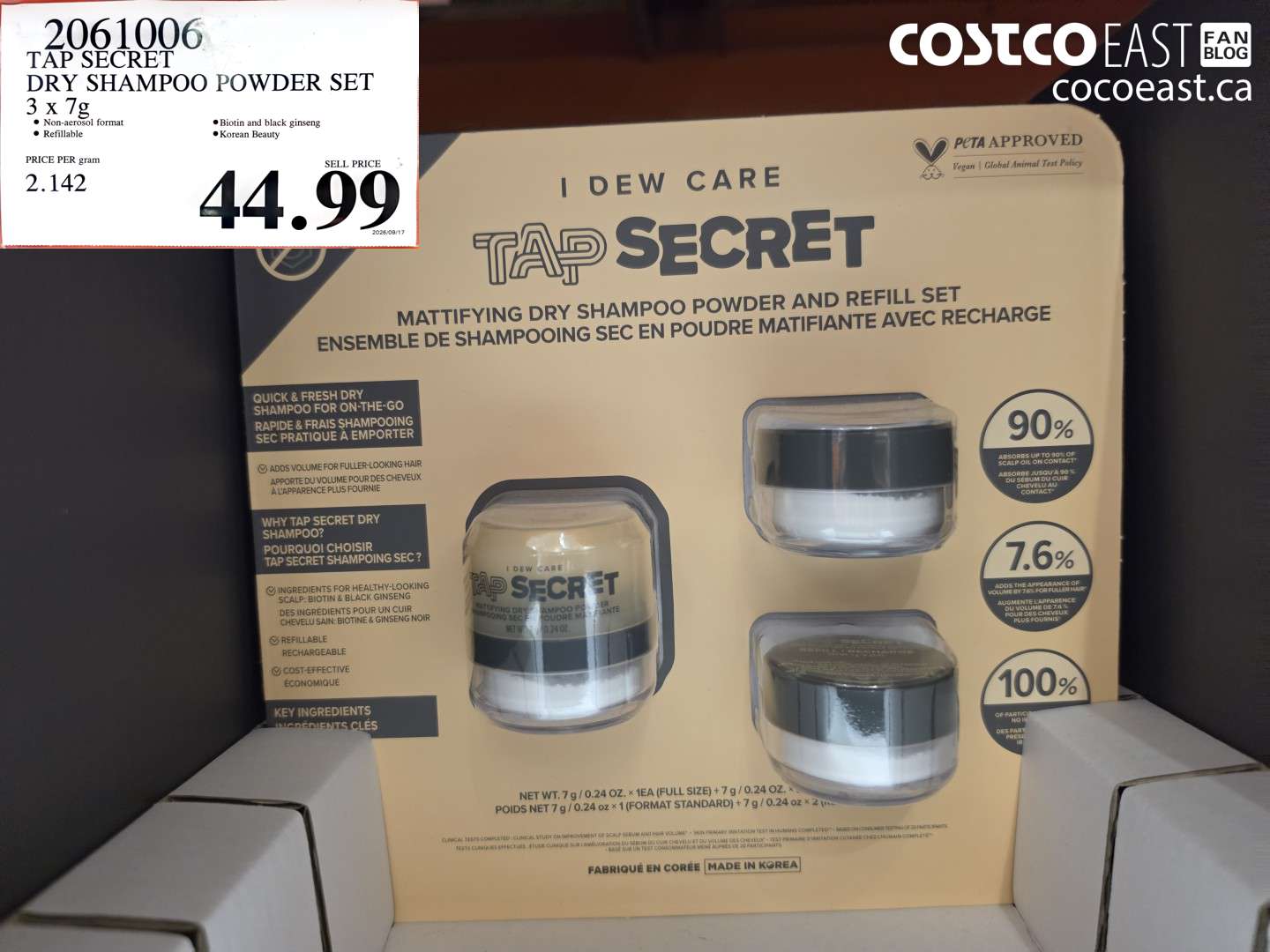 2061006 TAP SECRET DRY SHAMPOO POWDER SET 3 X 7G $44.99