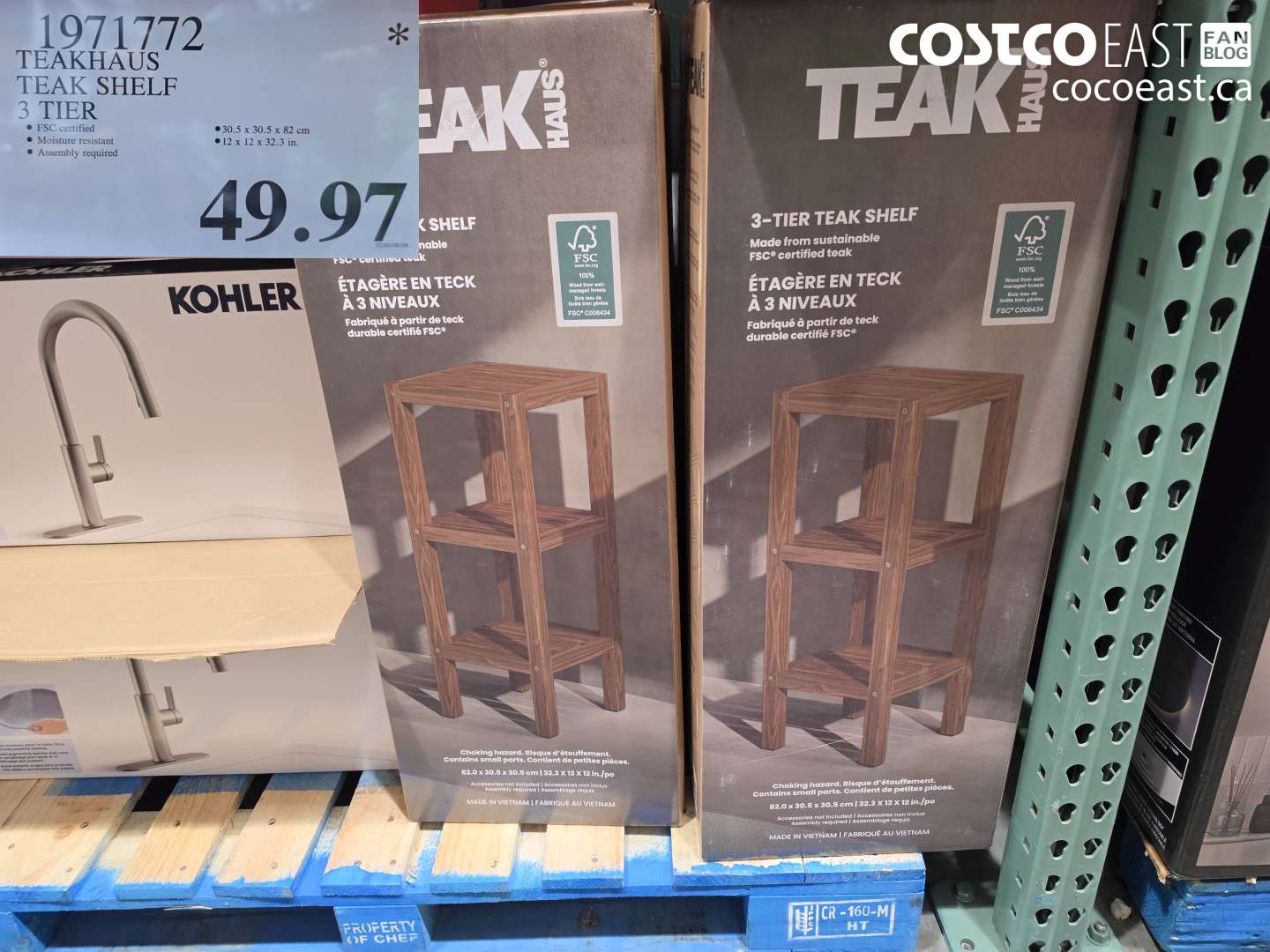1971772 TEAKHAUS TEAK SHELF 3 TIER $49.97