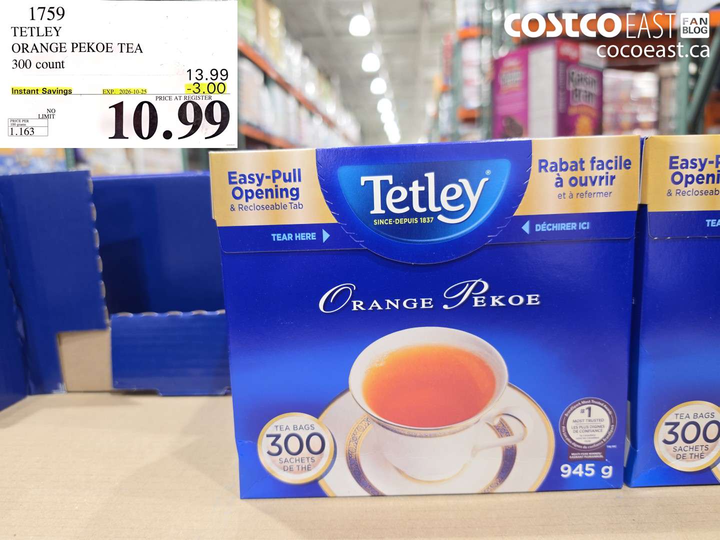 1759 TETLEY ORANGE PEKOE TEA 300 COUNT ($3.00 INSTANT SAVINGS EXPIRES ON 2026-10-25) $10.99