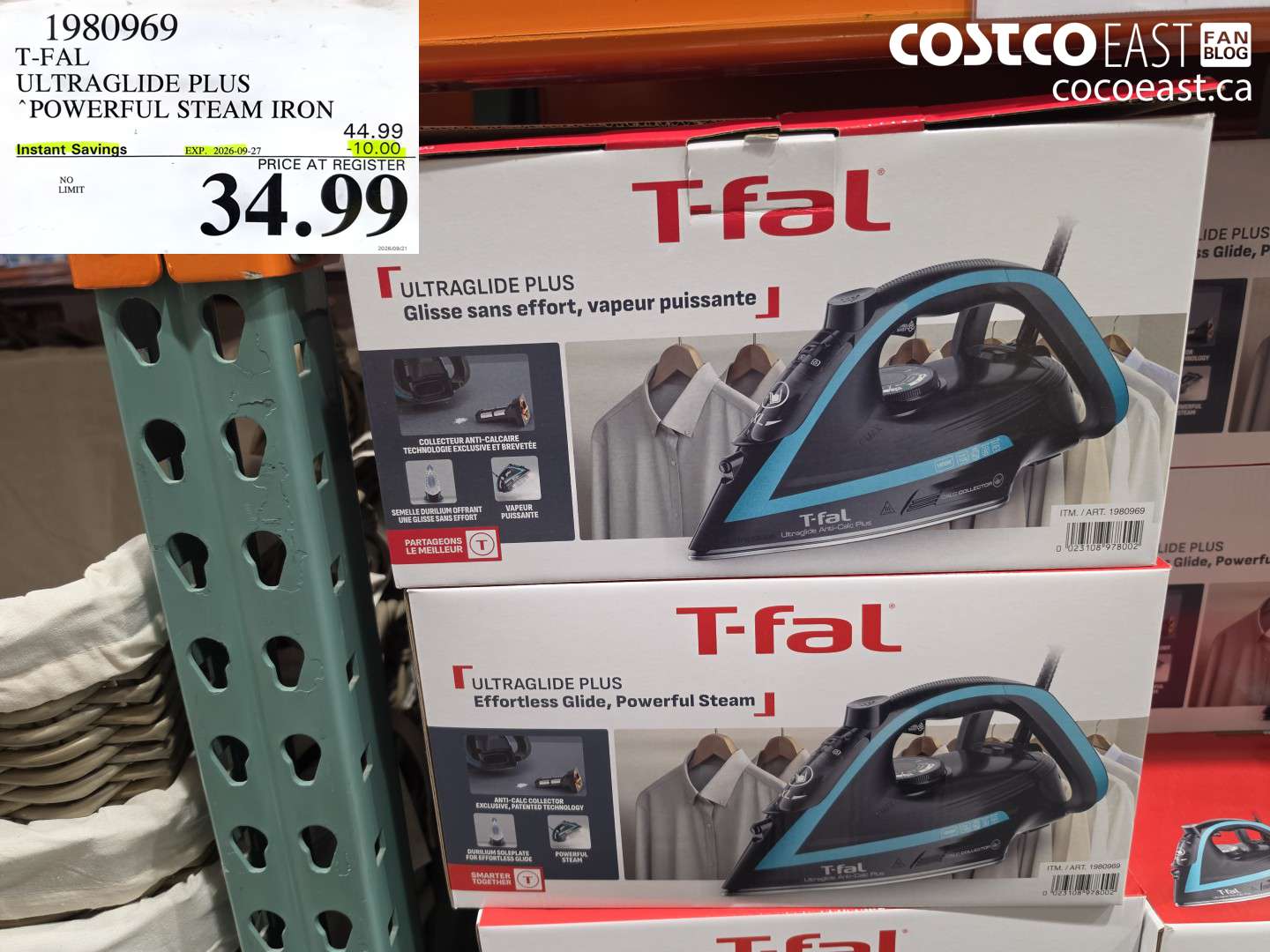 1980969 T-FAL ULTRAGLIDE PLUS POWERFUL STEAM IRON ($10.00 INSTANT SAVINGS EXPIRES ON 2026-09-27) $34.99