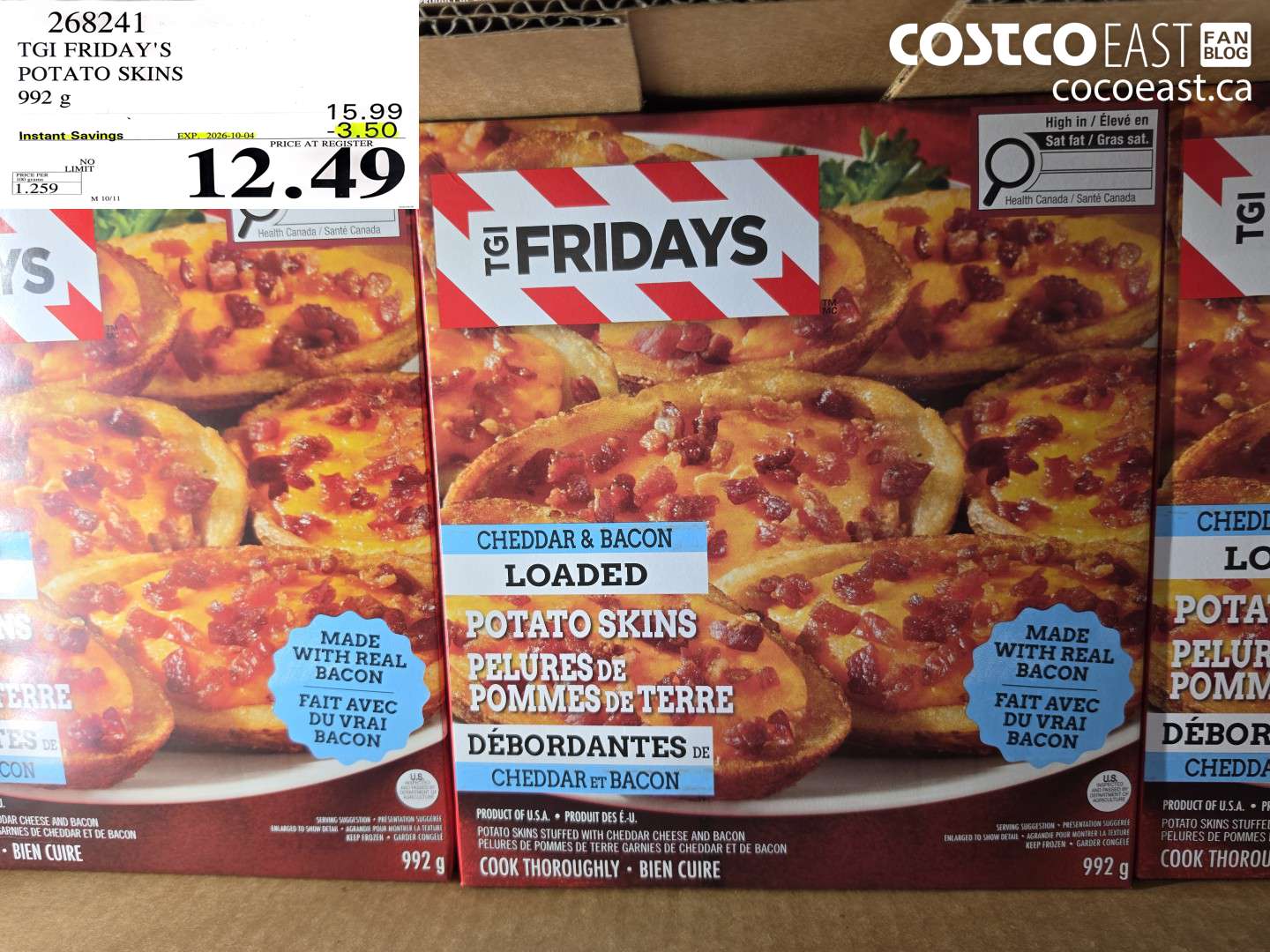 268241 TGI FRIDAY'S POTATO SKINS 992 G ($3.50 INSTANT SAVINGS EXPIRES ON 2026-10-04) $12.49