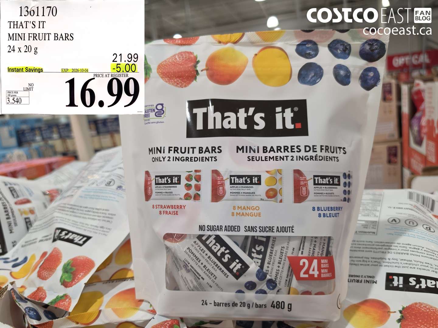 1361170 THAT'S IT MINI FRUIT BARS 24 X 20 G ($5.00 INSTANT SAVINGS EXPIRES ON 2026-10-04) $16.99
