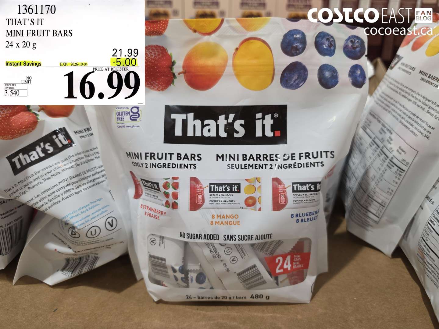 1361170 THAT'S IT MINI FRUIT BARS 24 X 20 G ($5.00 INSTANT SAVINGS EXPIRES ON 2026-10-04) $16.99