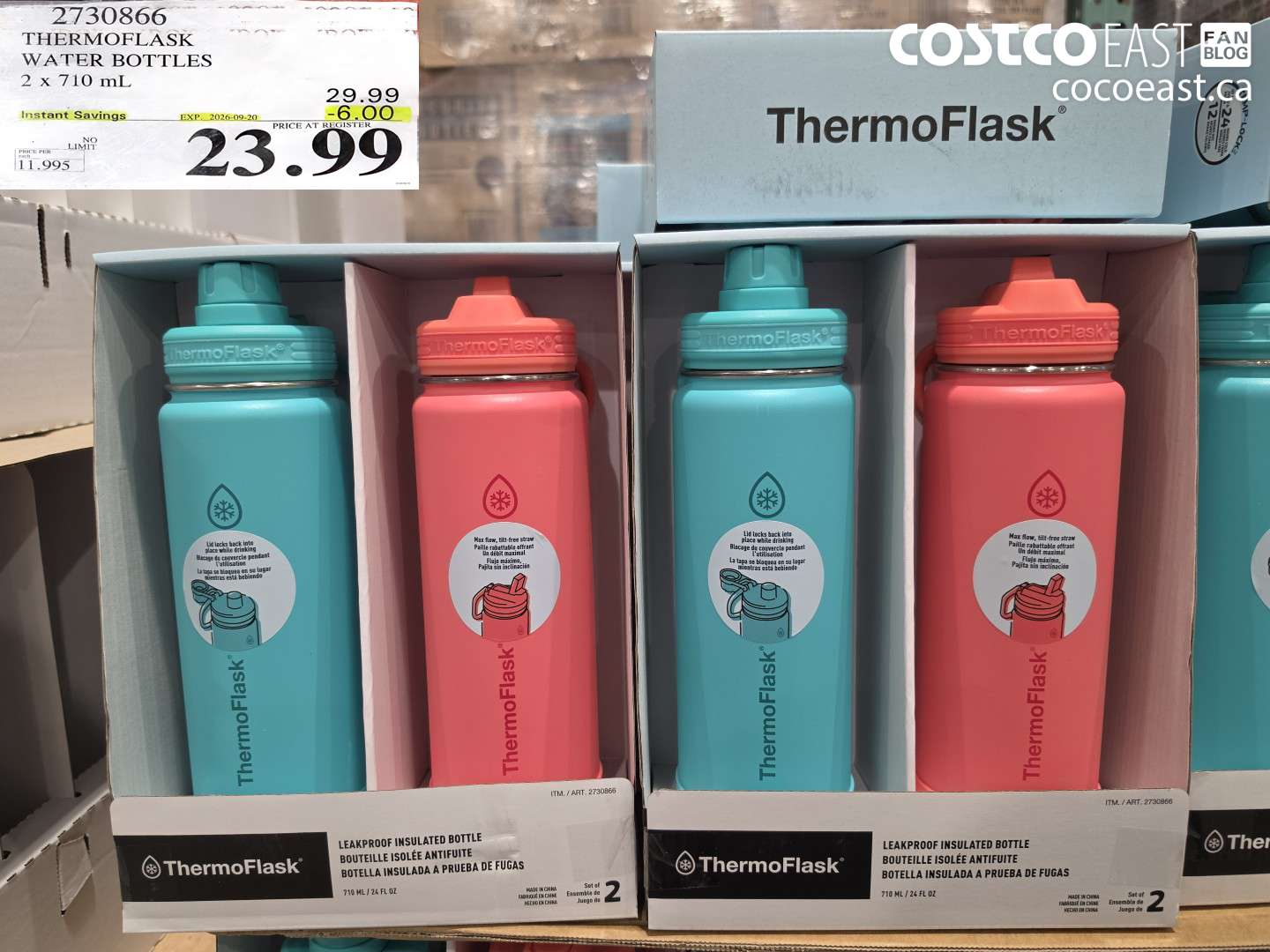 2730866 THERMOFLASK WATER BOTTLES 2 X 710 ML ($6.00 INSTANT SAVINGS EXPIRES ON 2026-09-20) $23.99