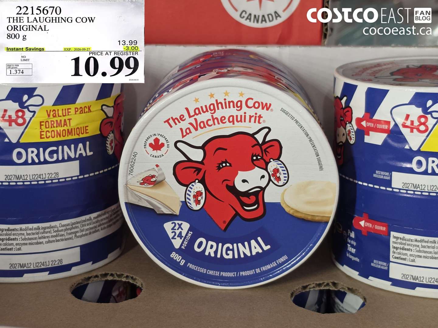 2215670 THE LAUGHING COW ORIGINAL 800 G ($3.00 INSTANT SAVINGS EXPIRES ON 2026-09-27) $10.99