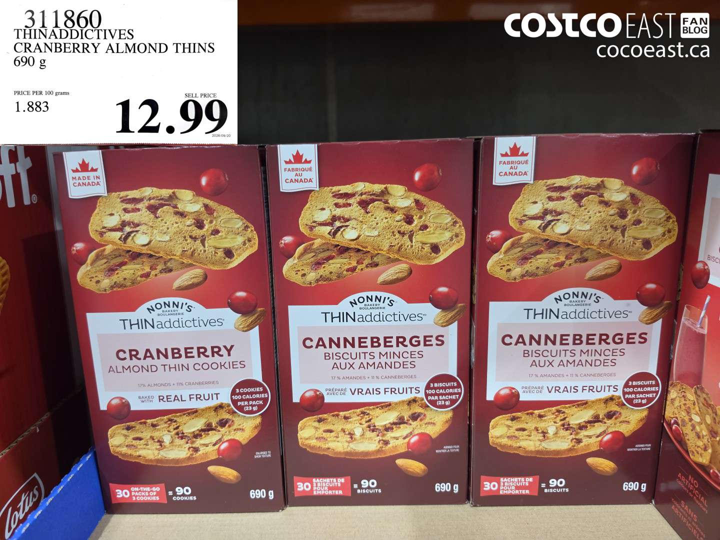 311860 THINADDICTIVES CRANBERRY ALMOND THINS 690 G $12.99