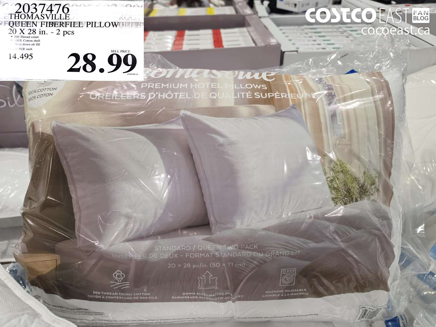 2037476 THOMASVILLE QUEEN FIBERFILL PILLOW 20 X 28 IN. 2 PCS $28.99