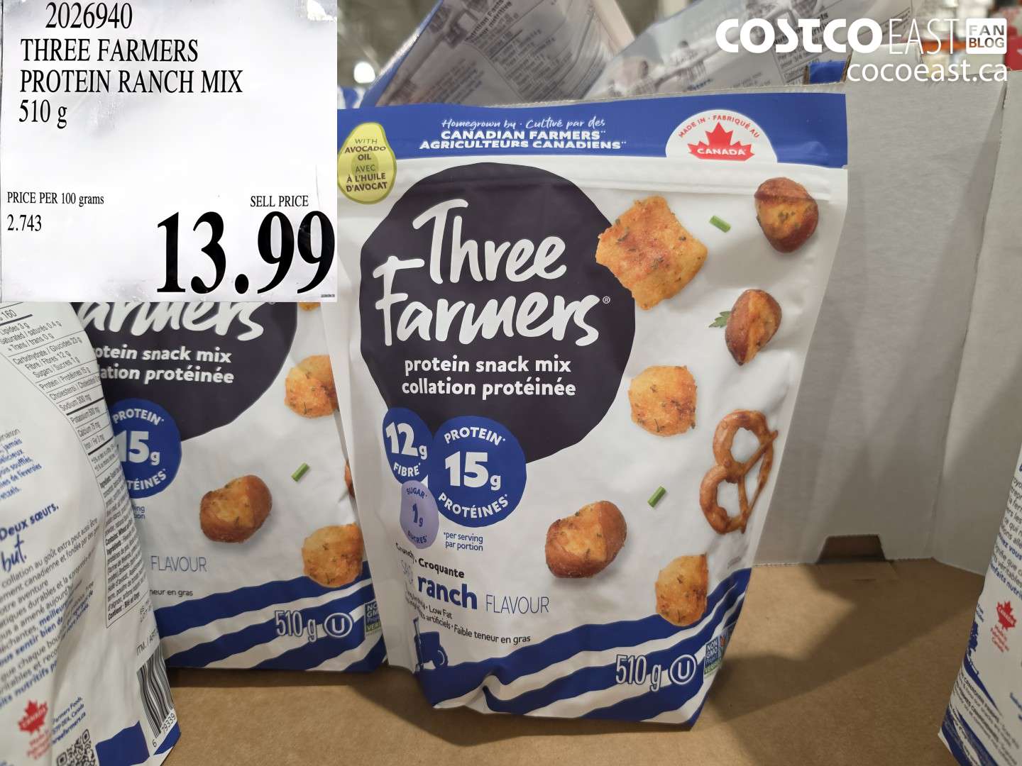2026940 THREE FARMERS PROTEIN RANCH MIX 510 G $13.99