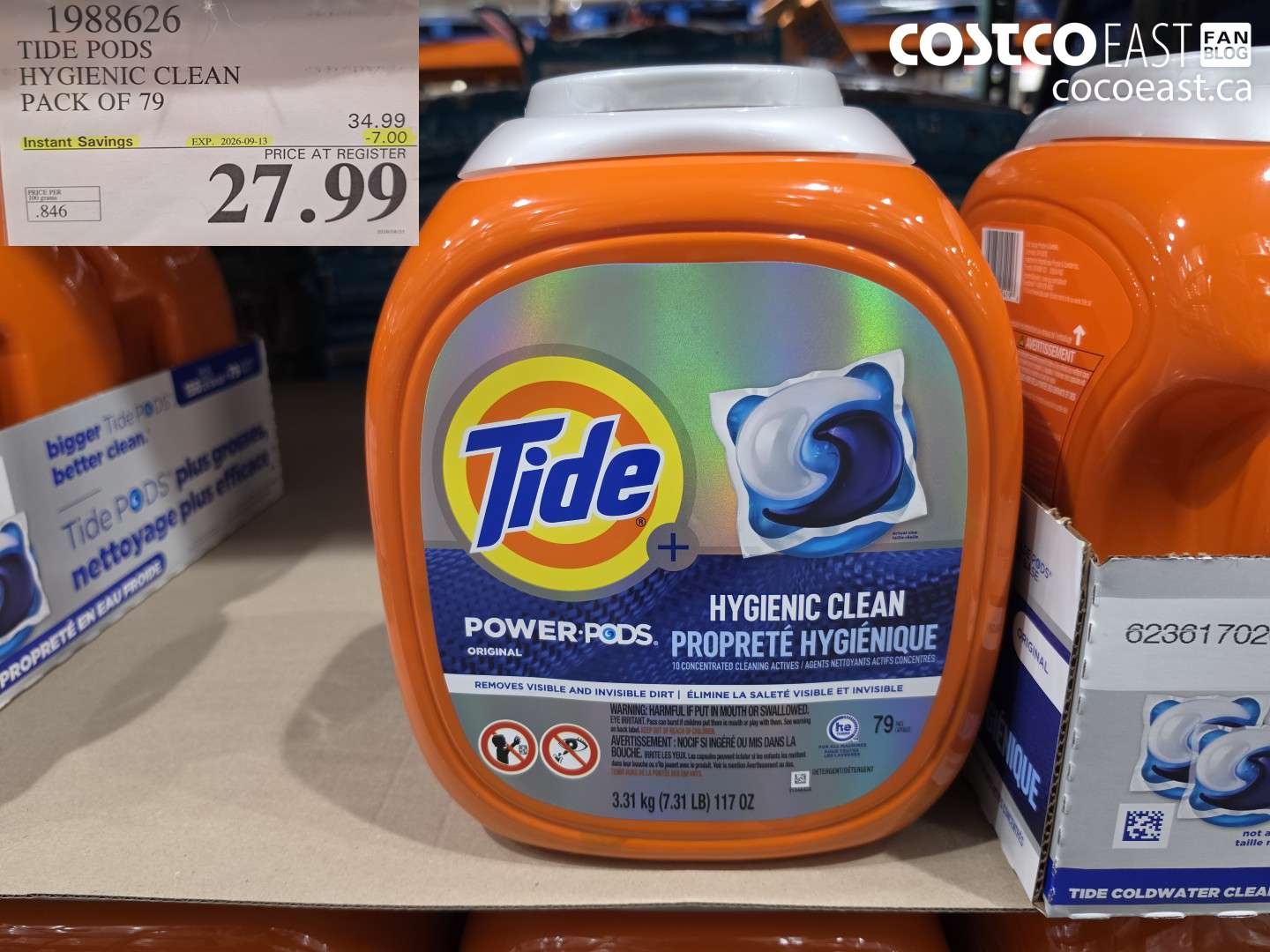 1988626 TIDE PODS HYGIENIC CLEAN PACK OF 79 ($7.00 INSTANT SAVINGS EXPIRES ON 2026-09-13) $27.99