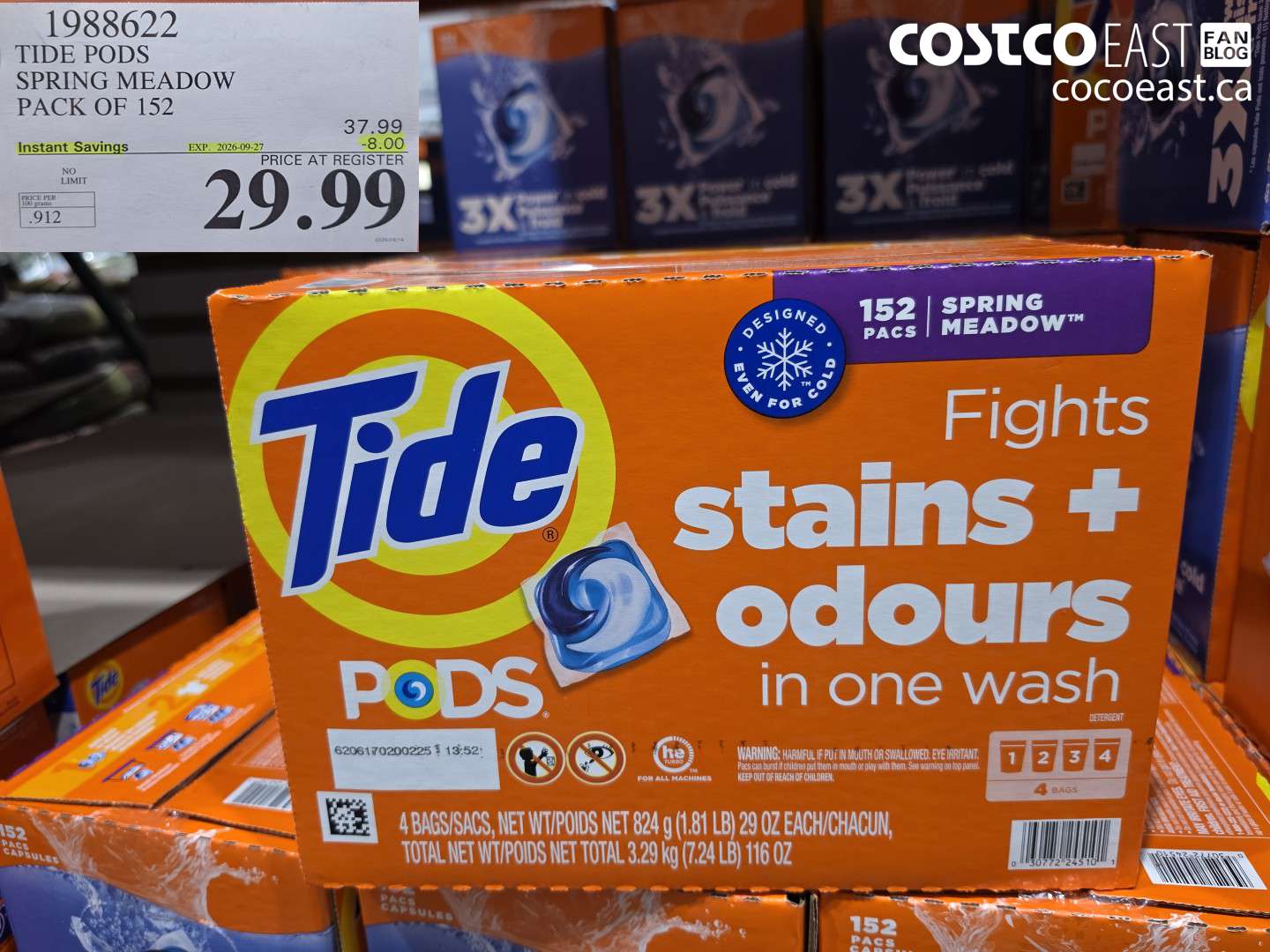1988622 TIDE PODS SPRING MEADOW PACK OF 152 ($8.00 INSTANT SAVINGS EXPIRES ON 2026-09-27) $29.99