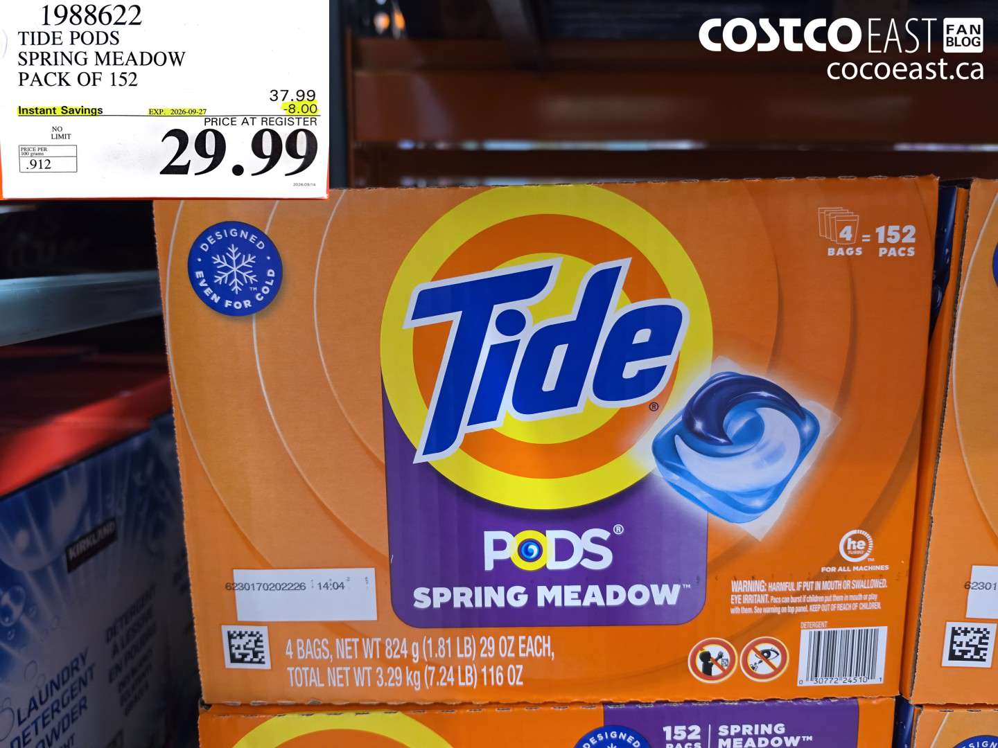 1988622 TIDE PODS SPRING MEADOW PACK OF 152 ($8.00 INSTANT SAVINGS EXPIRES ON 2026-09-27) $29.99