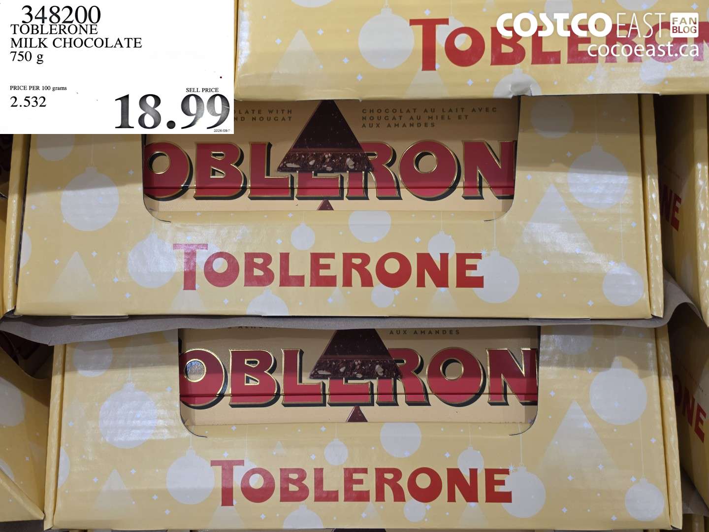 348200 TOBLERONE MILK CHOCOLATE 750 G $18.99