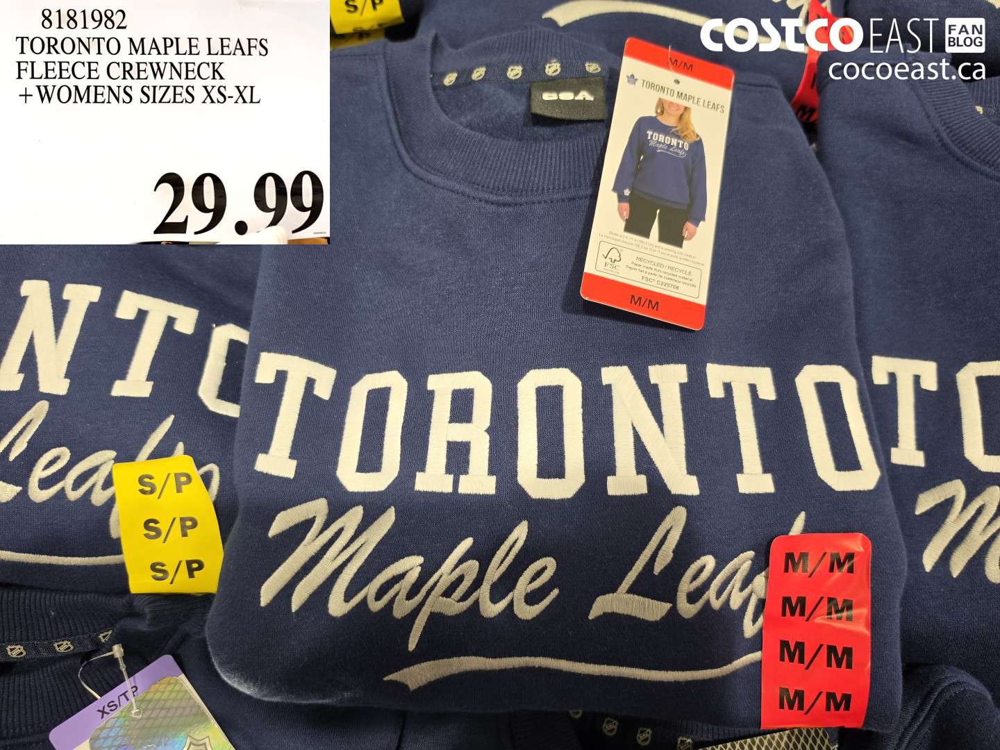 8181982 TORONTO MAPLE LEAFS FLEECE CREWNECK WOMENS SIZES XS-XL $29.99