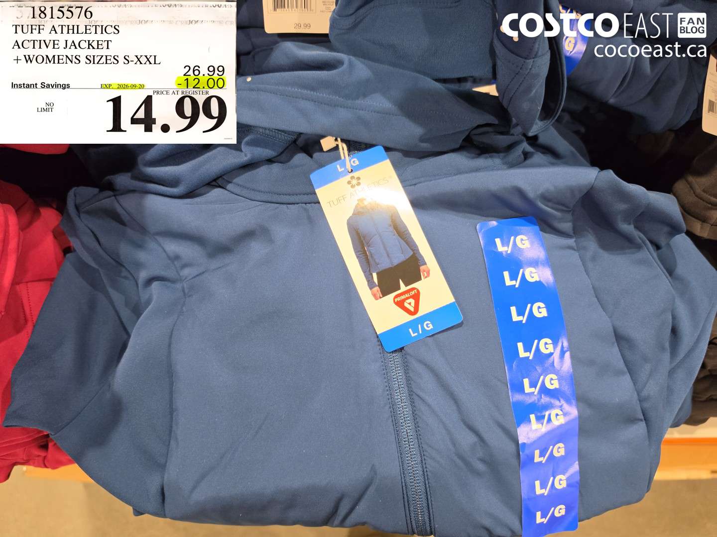 1815576 TUFF ATHLETICS ACTIVE JACKET WOMENS SIZES S-XXL ($12.00 INSTANT SAVINGS EXPIRES ON 2026-09-20) $14.99